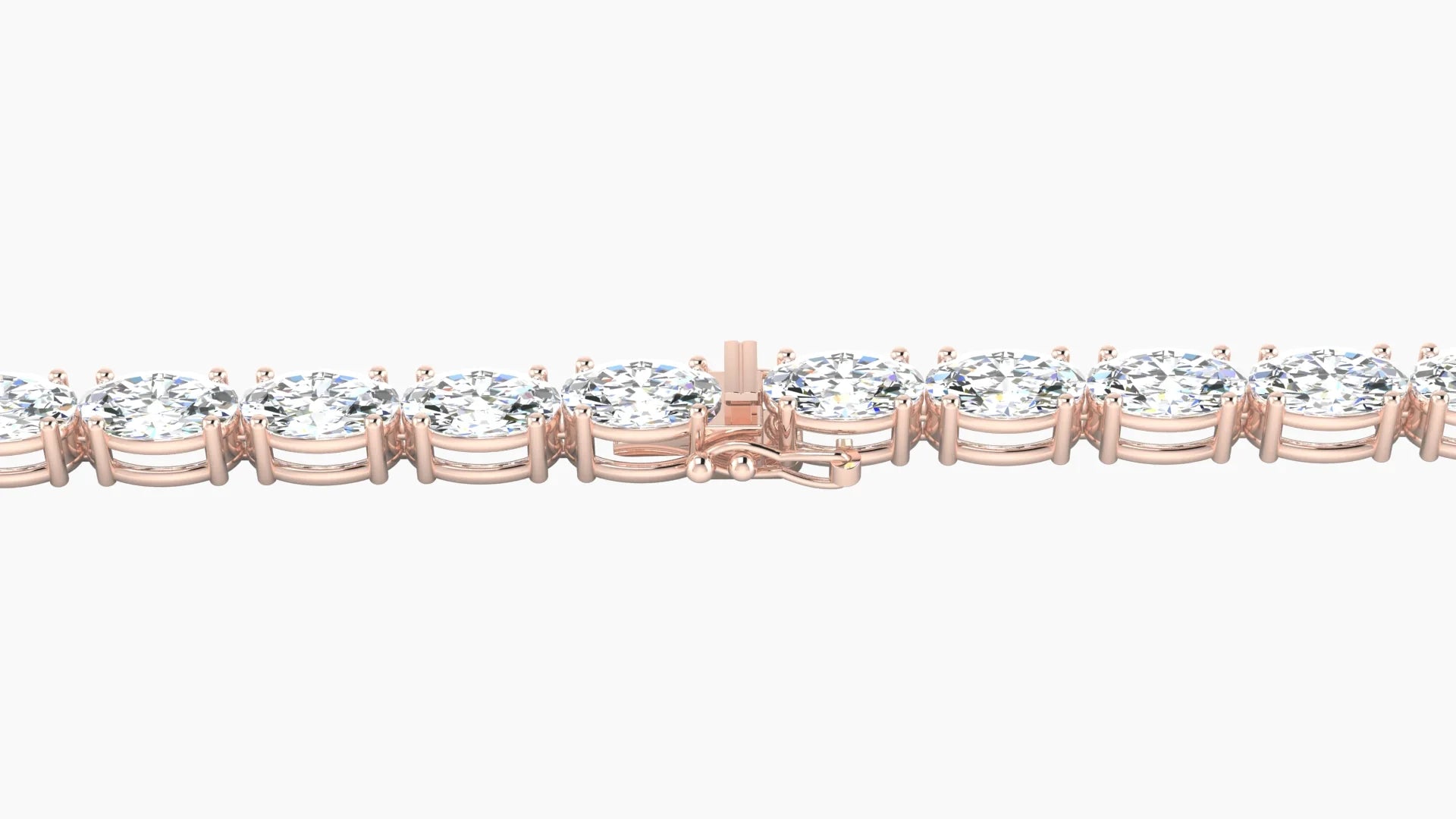 Classic Prong Setting | 18k Rose Gold 5 x 3 mm White Lab Diamond Oval Tennis Bracelet