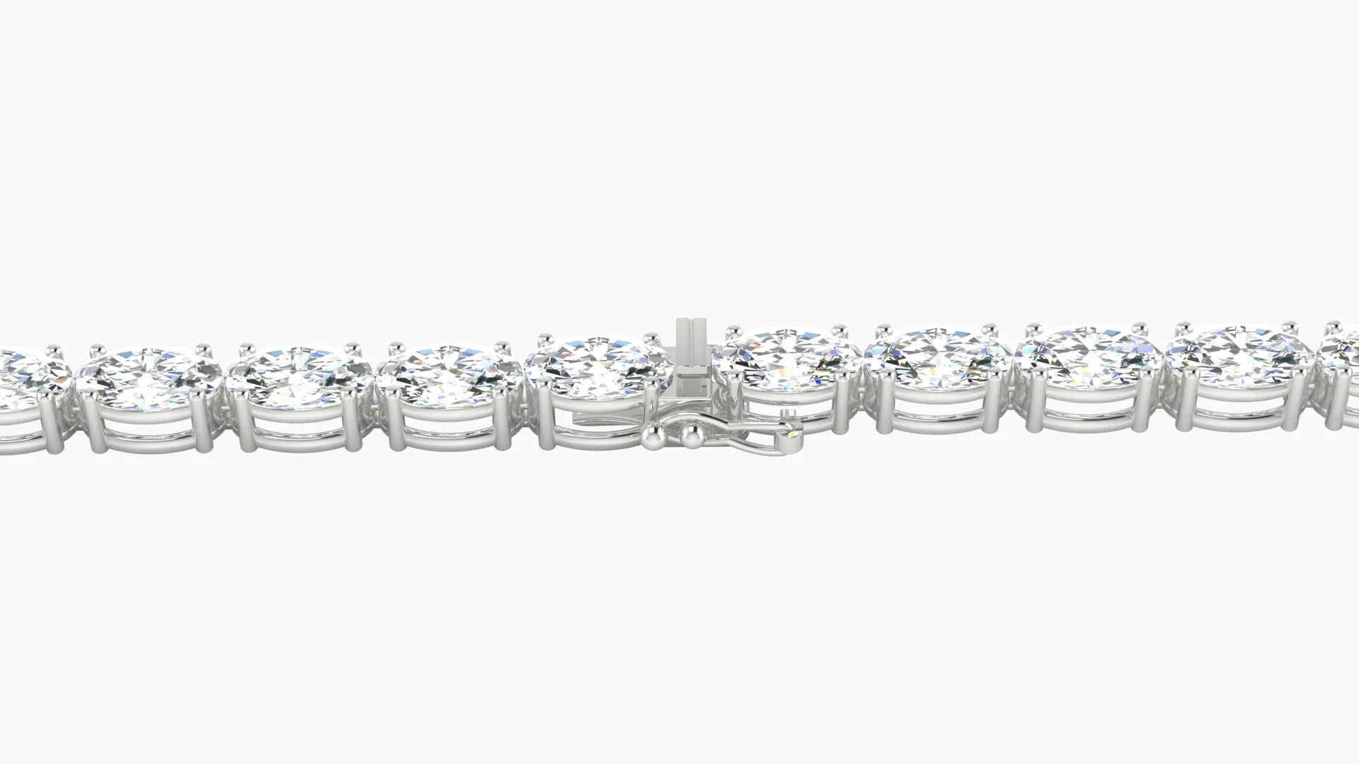 Classic Prong Setting | 18k White Gold 5 x 3 mm White Lab Diamond Oval Tennis Bracelet