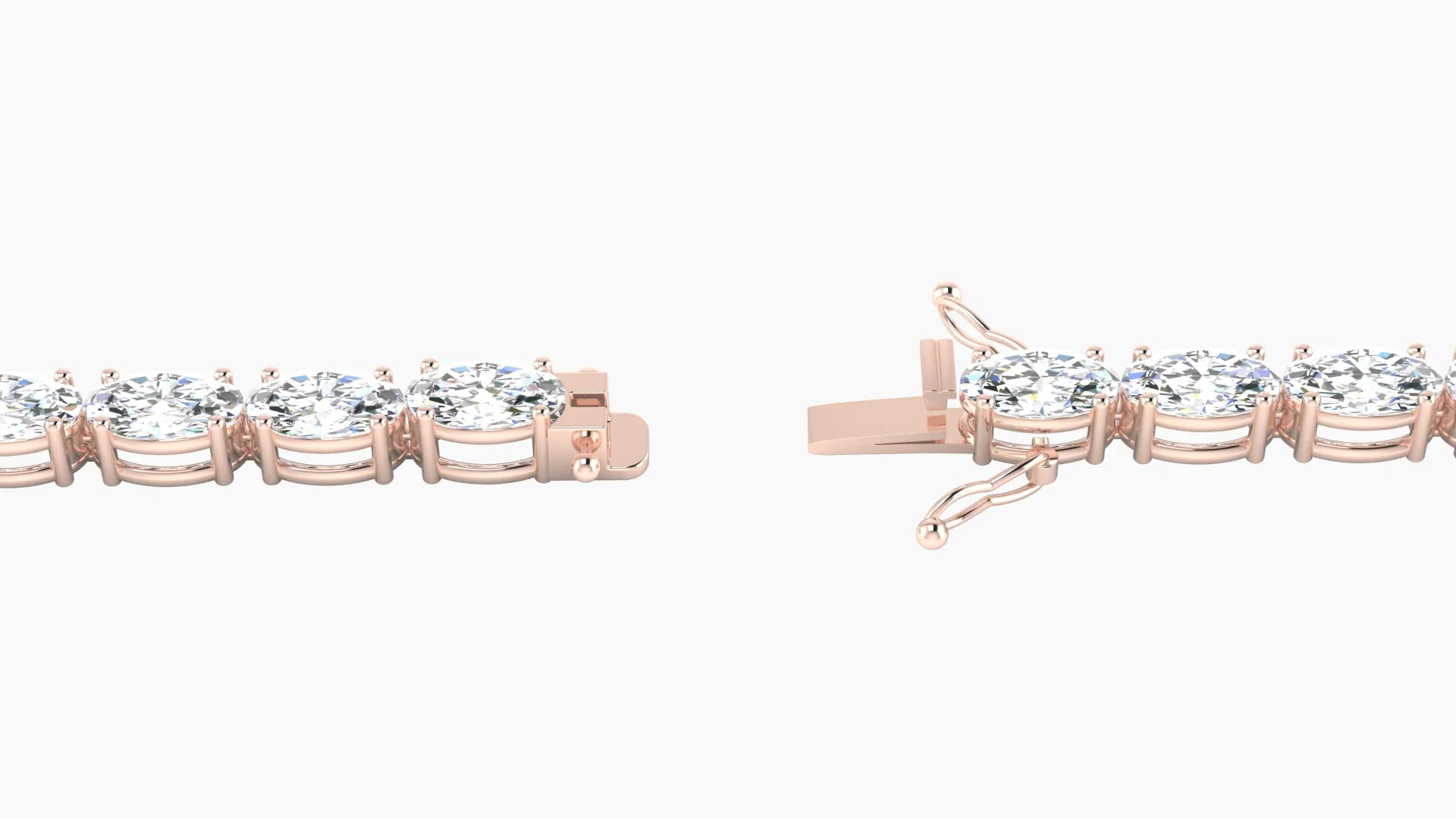Classic Prong Setting | 18k Rose Gold 5 x 3 mm White Lab Diamond Oval Tennis Bracelet