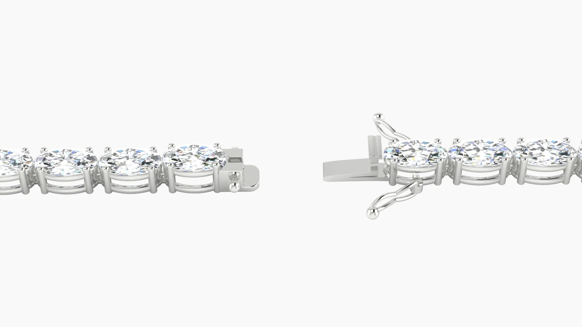 Classic Prong Setting | 18k White Gold 5 x 3 mm White Lab Diamond Oval Tennis Bracelet
