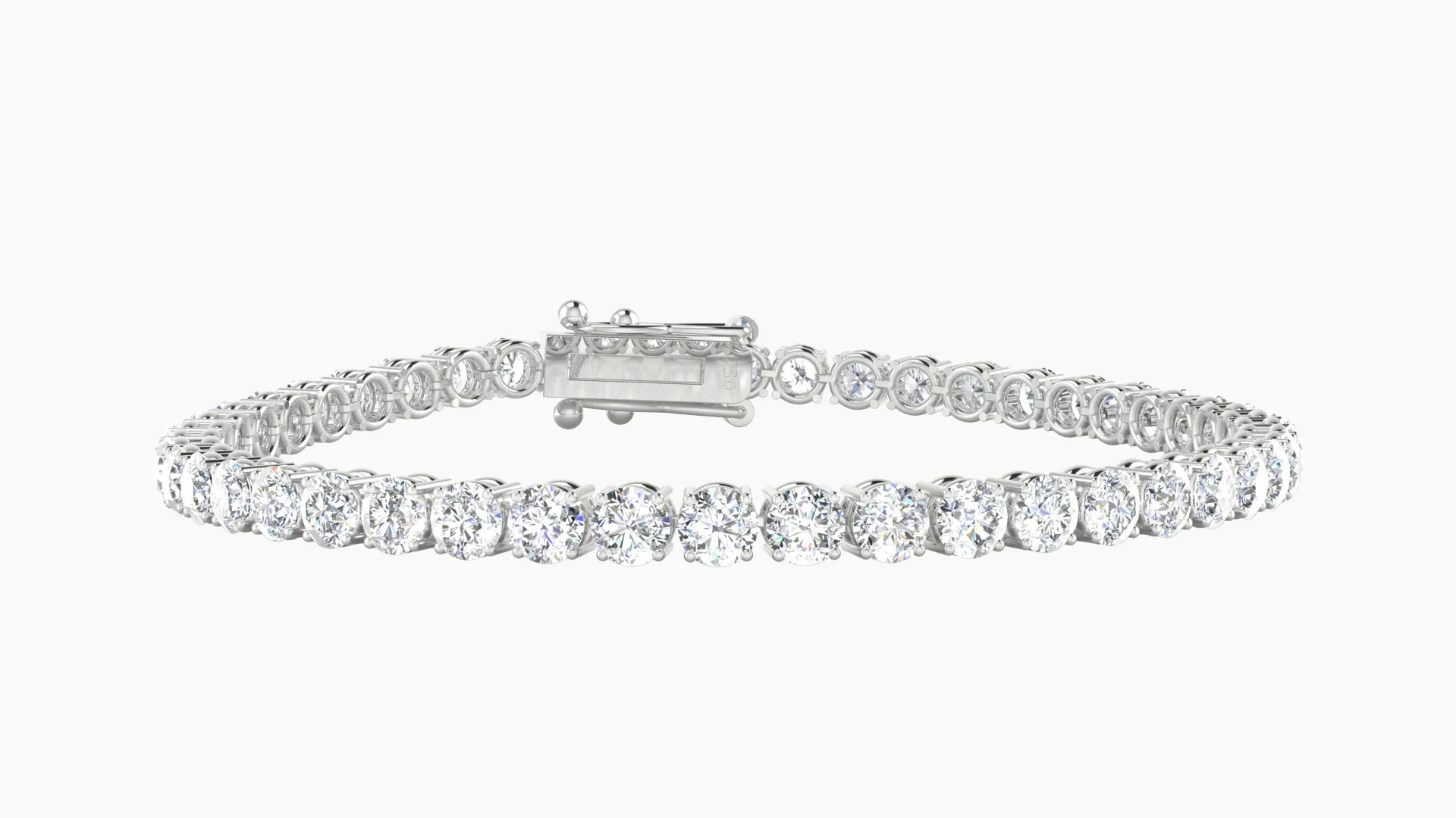 Classic Prong Setting | 18k White Gold 3.4 mm White Lab Diamond Round Tennis Bracelet