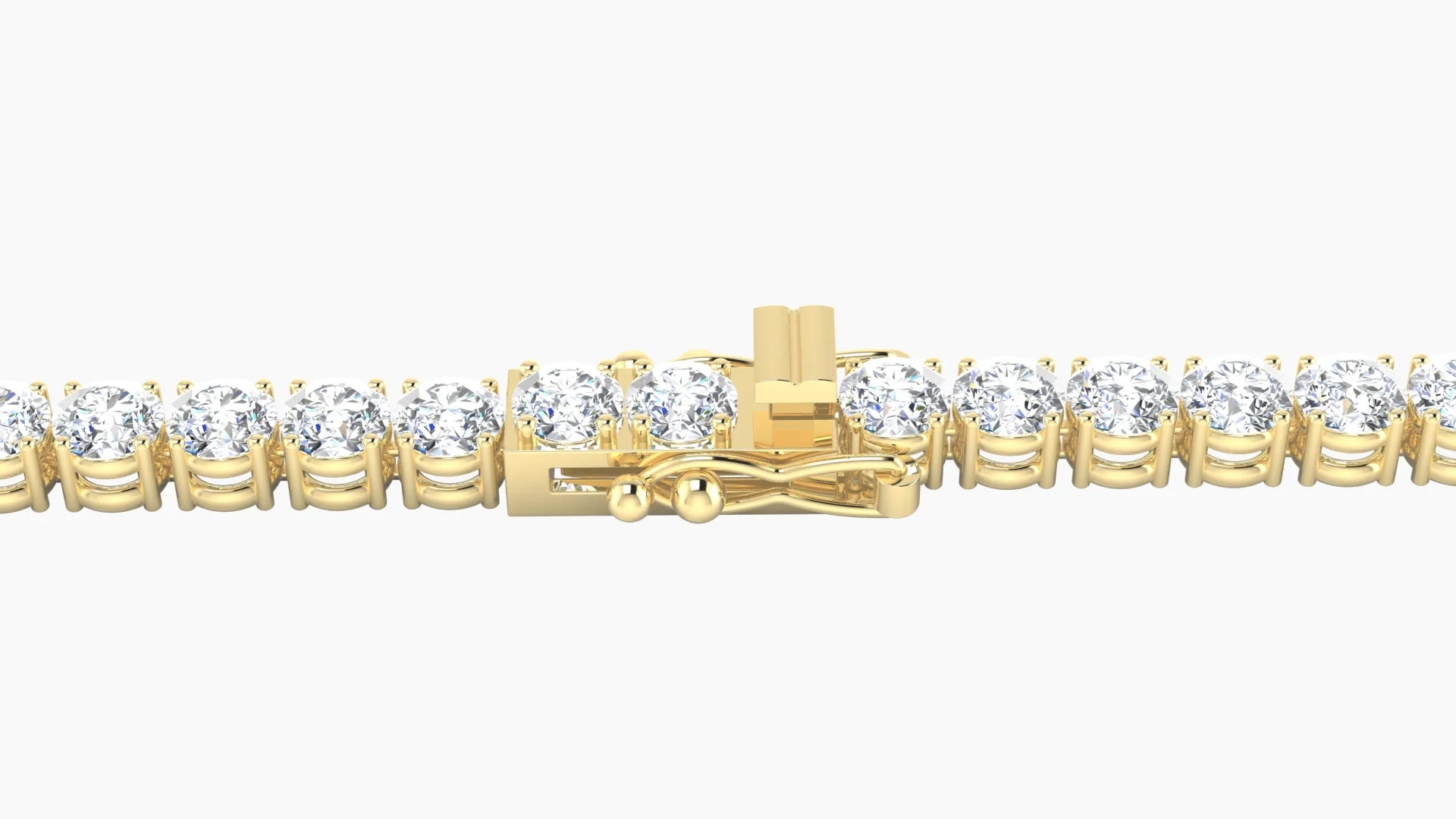 Classic Prong Setting | 18k Yellow Gold 3.4 mm White Lab Diamond Round Tennis Bracelet