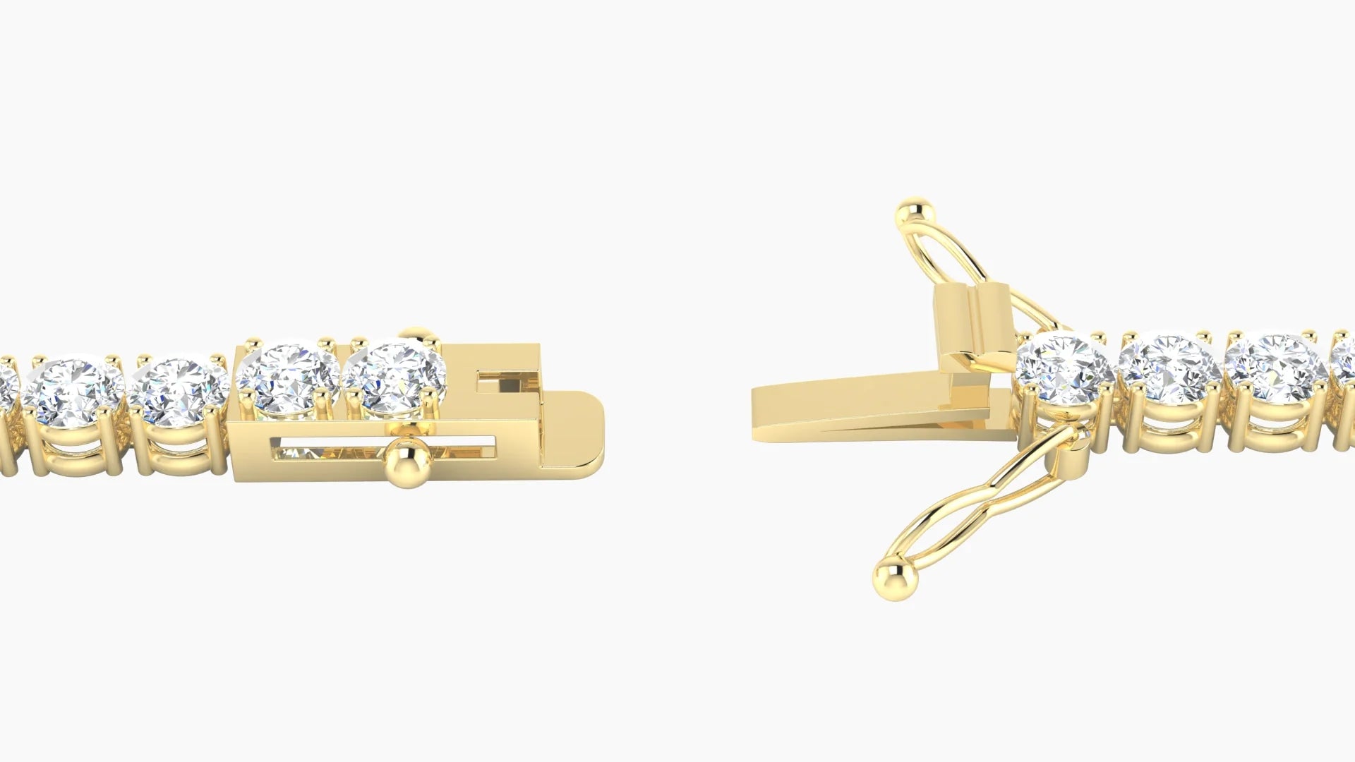Classic Prong Setting | 18k Yellow Gold 3.4 mm White Lab Diamond Round Tennis Bracelet