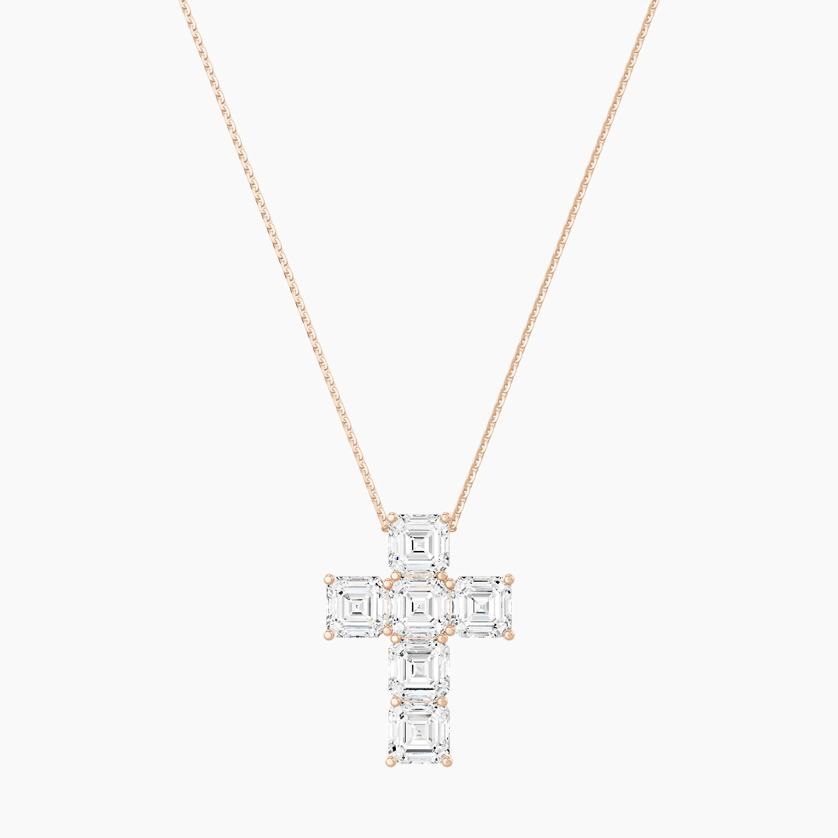 Cross | 18k Rose Gold 1 ct White Lab Diamond Asscher Pendant