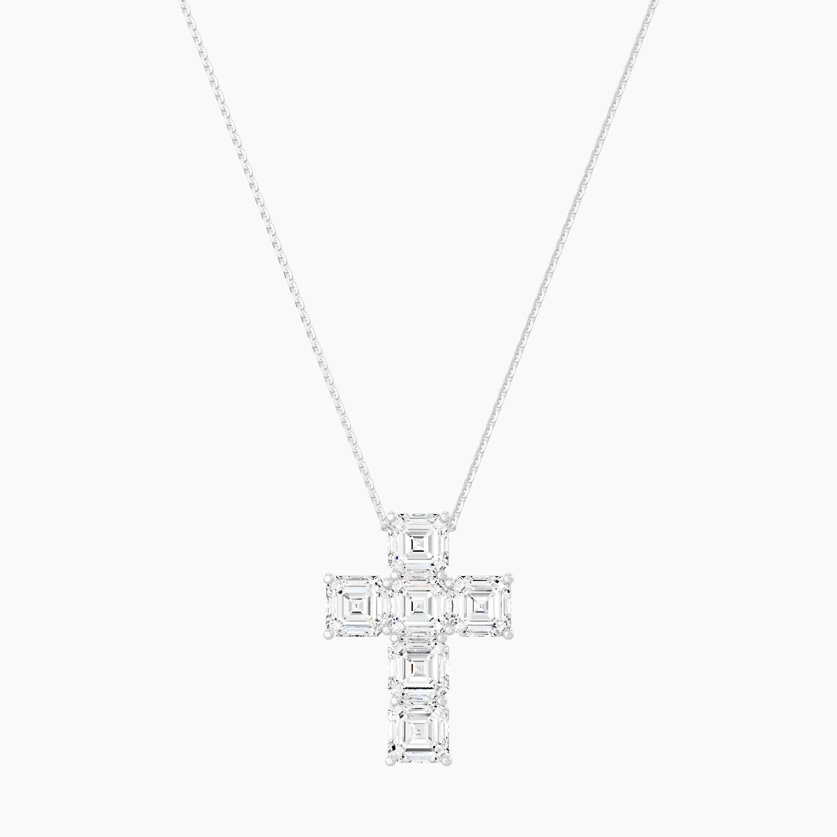 Cross | 18k White Gold 1 ct White Lab Diamond Asscher Pendant