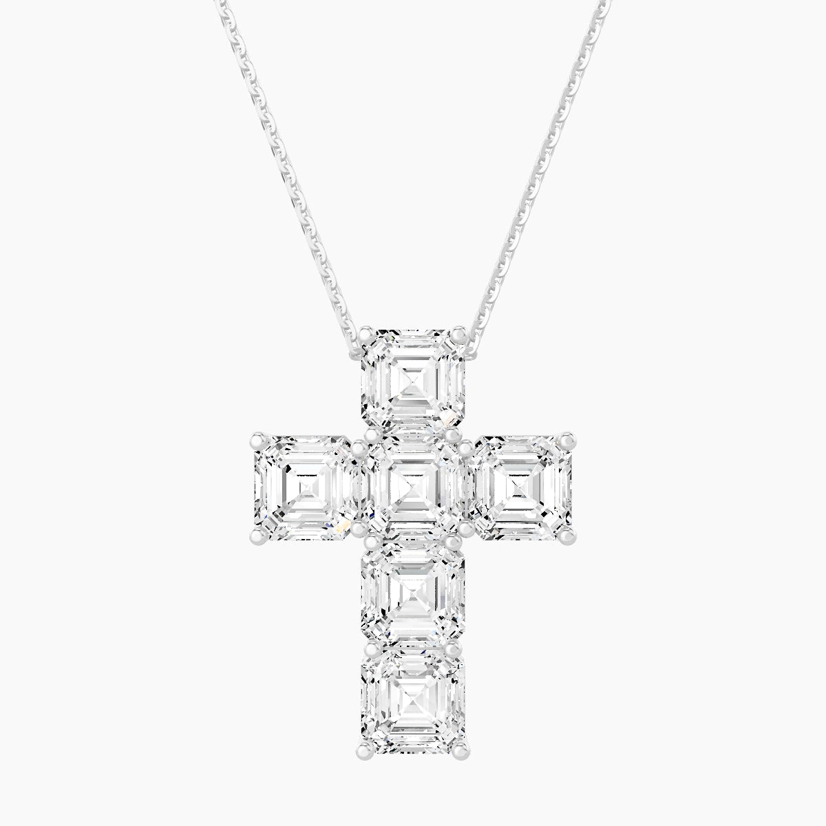 Cross | 18k White Gold 1 ct White Lab Diamond Asscher Pendant