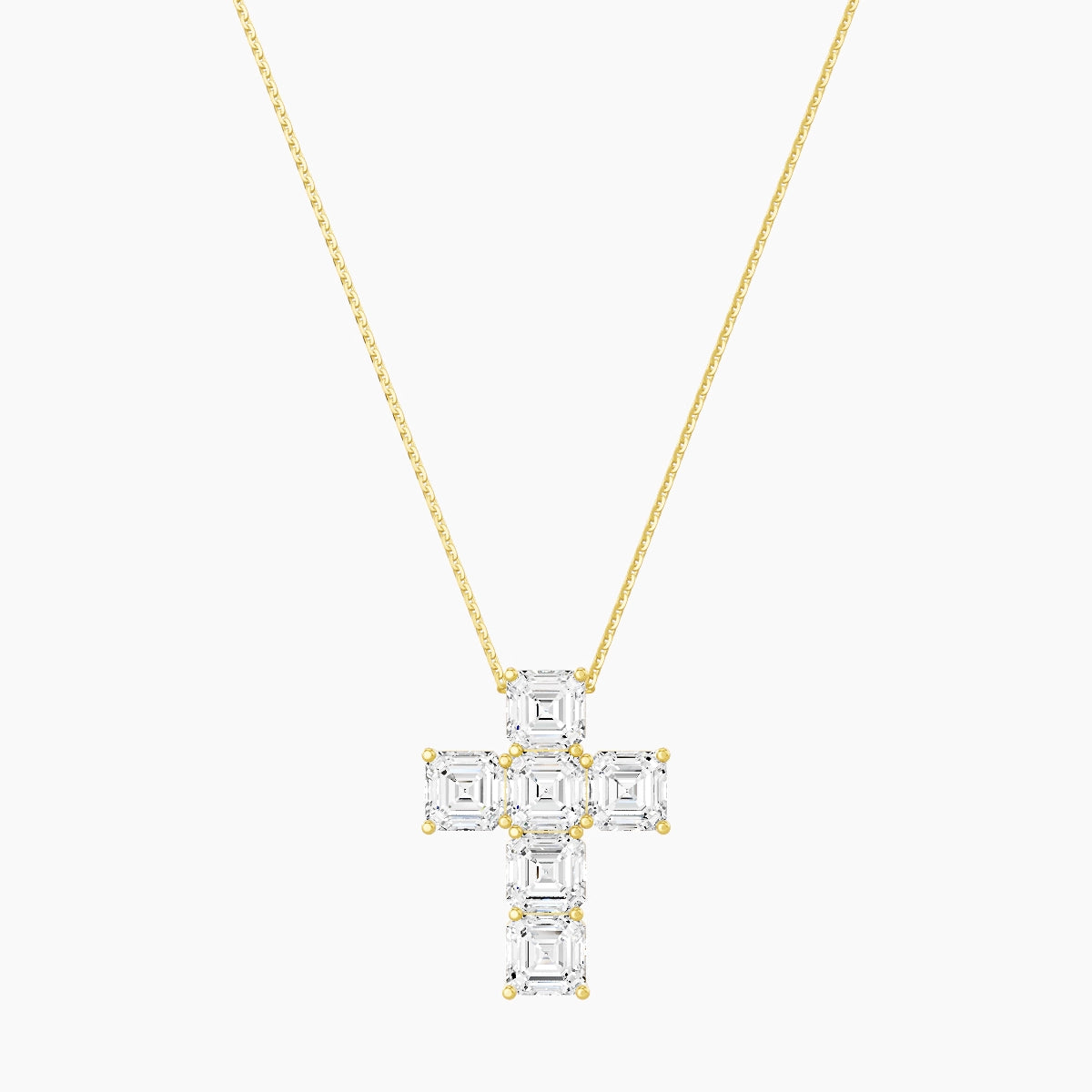 Cross | 18k Yellow Gold 1 ct White Lab Diamond Asscher Pendant