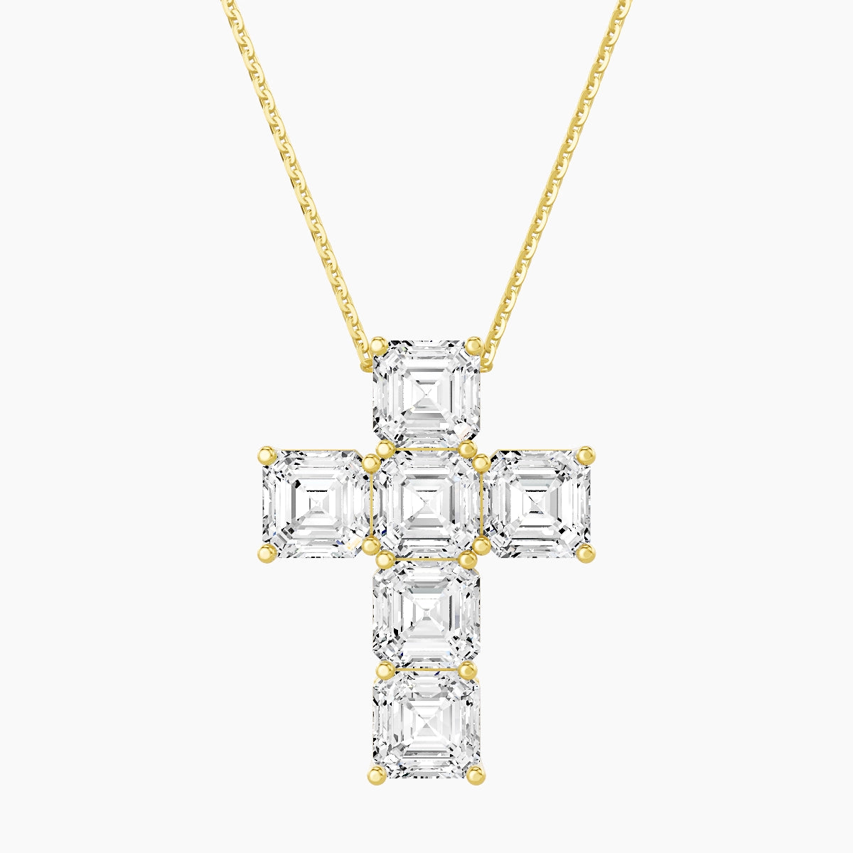 Cross | 18k Yellow Gold 1 ct White Lab Diamond Asscher Pendant
