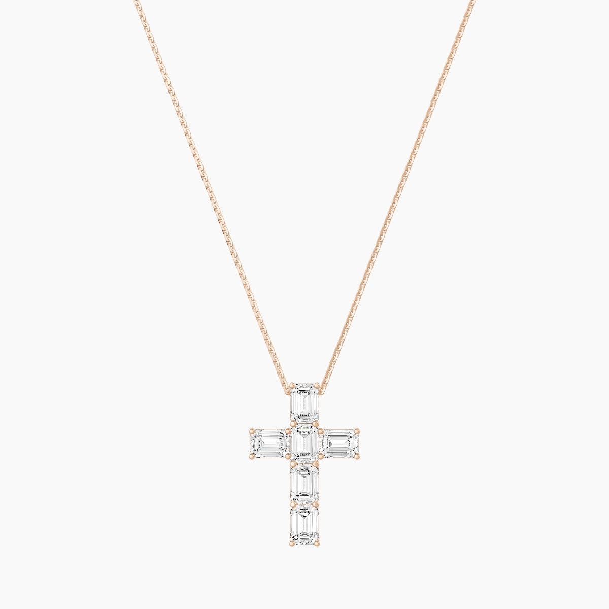 Cross | 18k Rose Gold 0.40 ct White Lab Diamond Emerald Pendant