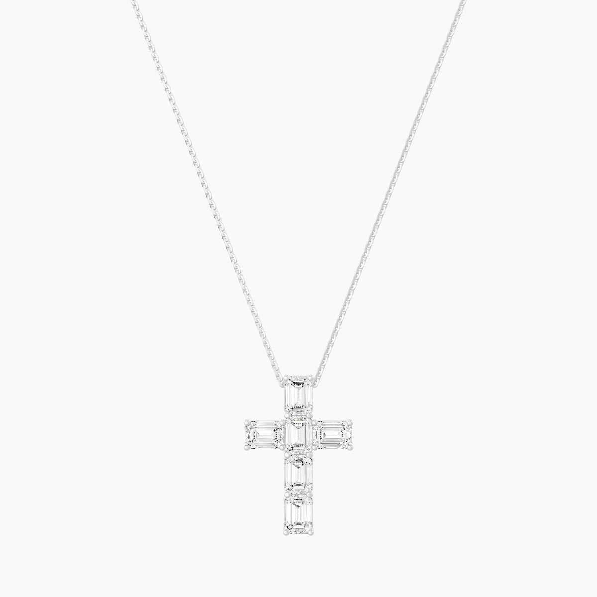Cross | 18k White Gold 0.40 ct White Lab Diamond Emerald Pendant
