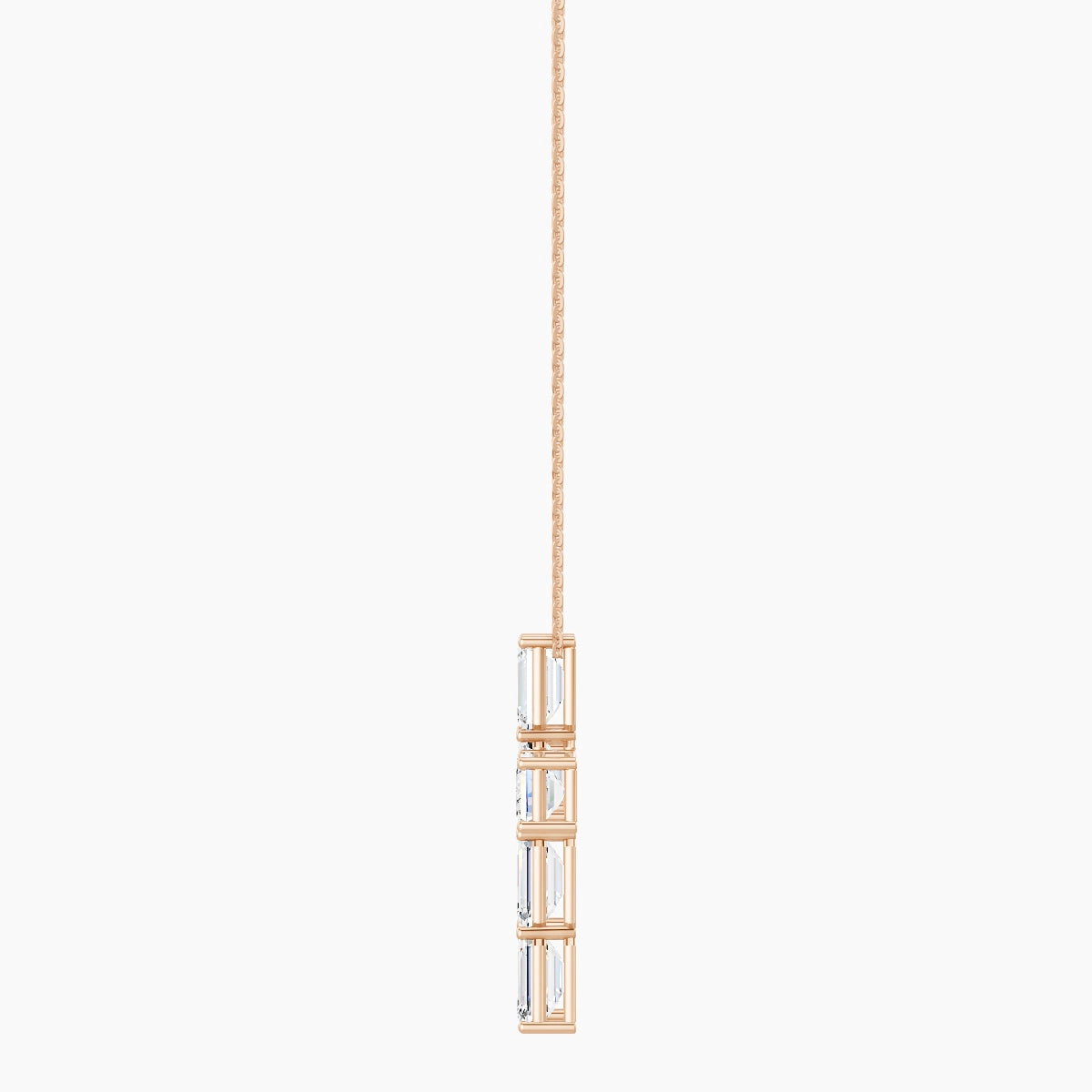 Cross | 18k Rose Gold 1 ct White Lab Diamond Emerald Pendant