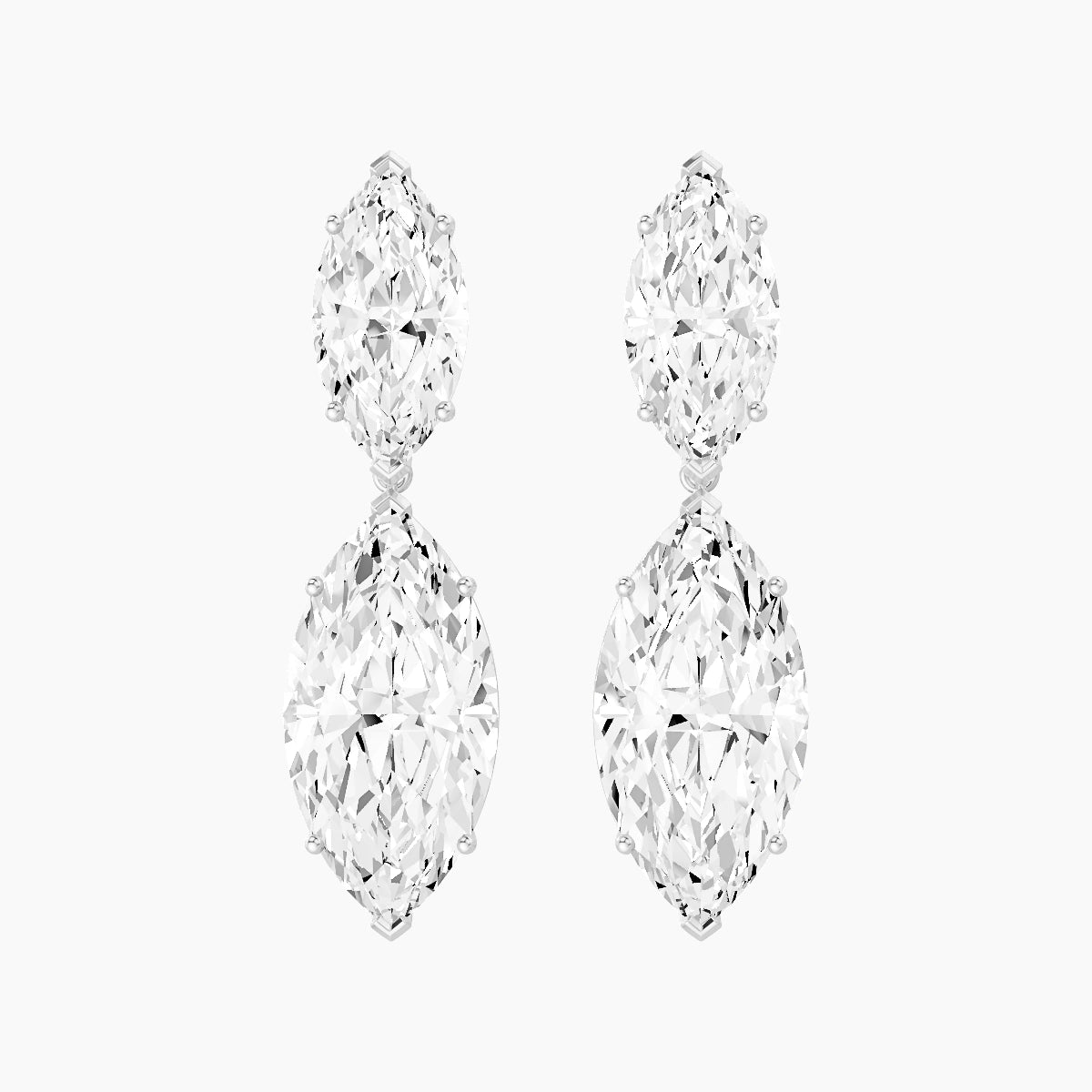 18k White Gold Marquise White Lab Diamond Drop Earrings | 14 ct total