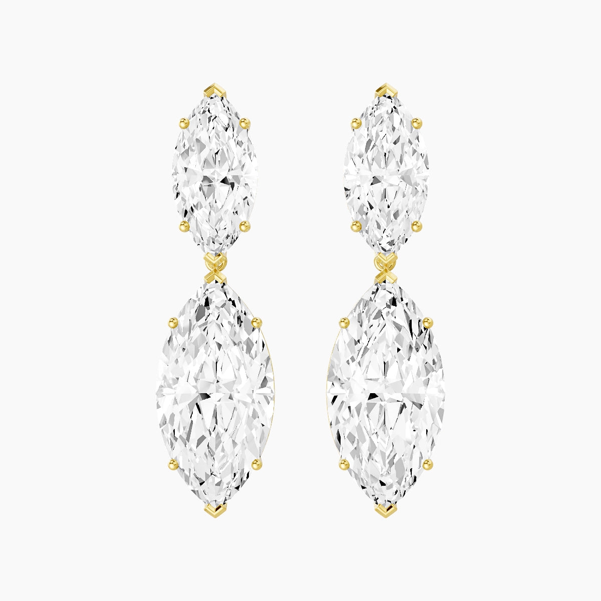 18k Yellow Gold Marquise White Lab Diamond Drop Earrings | 14 ct total