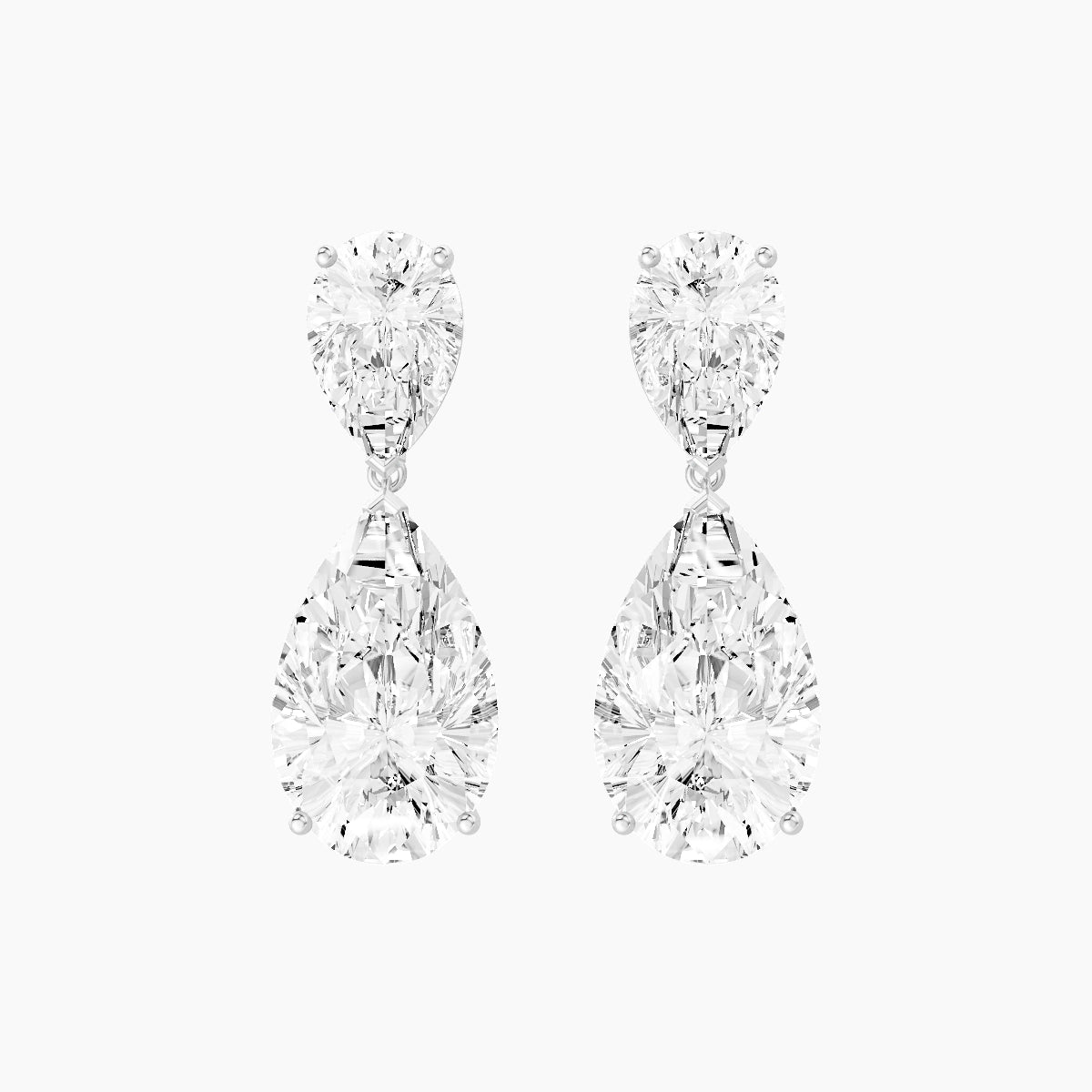 18k White Gold Pear White Lab Diamond Drop Earrings | 14 ct total