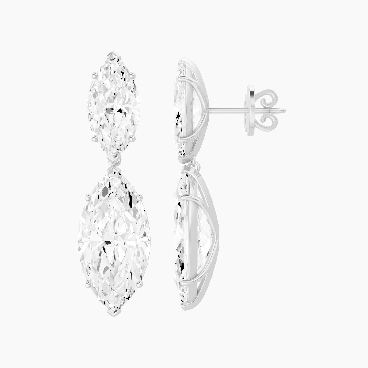 18k White Gold Marquise White Lab Diamond Drop Earrings | 14 ct total