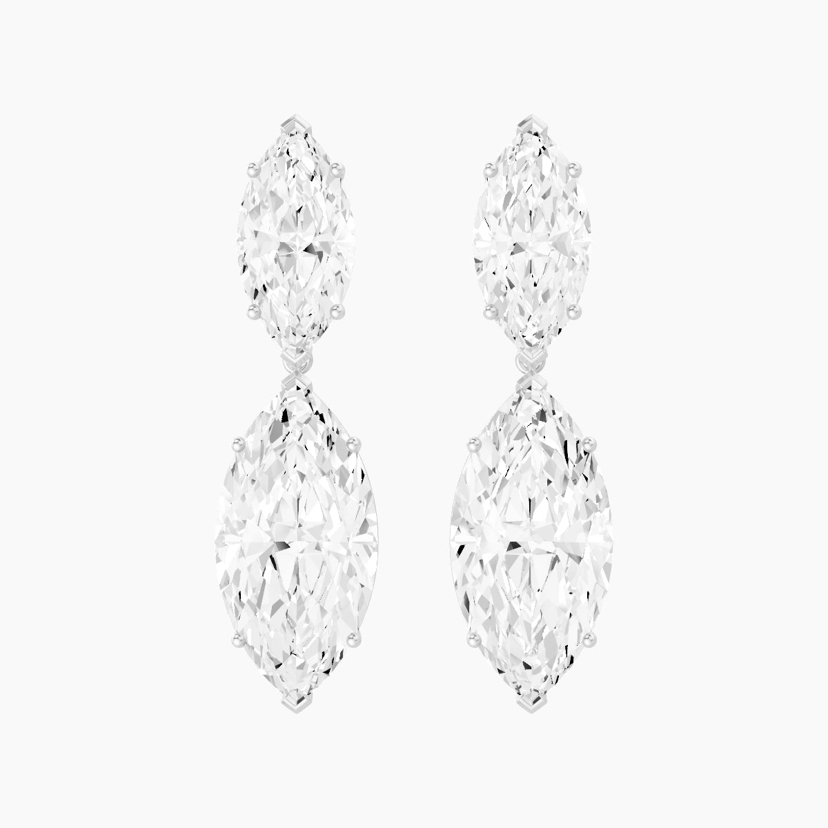 18k White Gold Marquise White Lab Diamond Drop Earrings | 14 ct total
