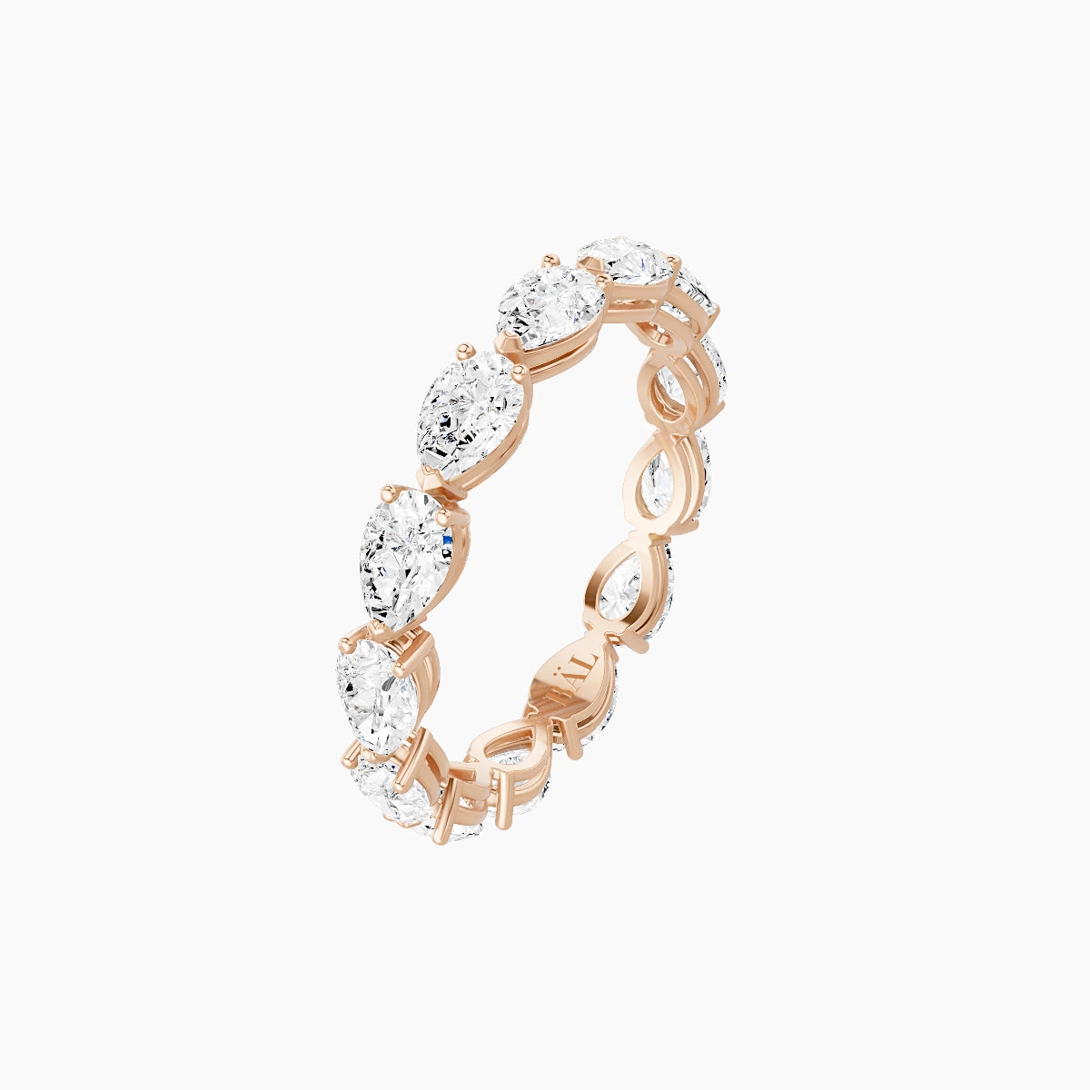 East-West Eternity Ring | 18k Rose Gold 4.65 x 3 mm Pear White Lab Diamond