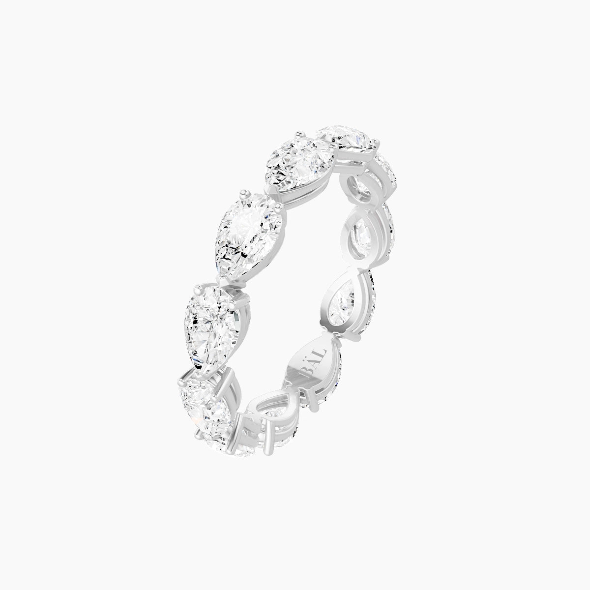 East-West Eternity Ring | 18k White Gold 5.5 x 3.5 mm Pear White Lab Diamond