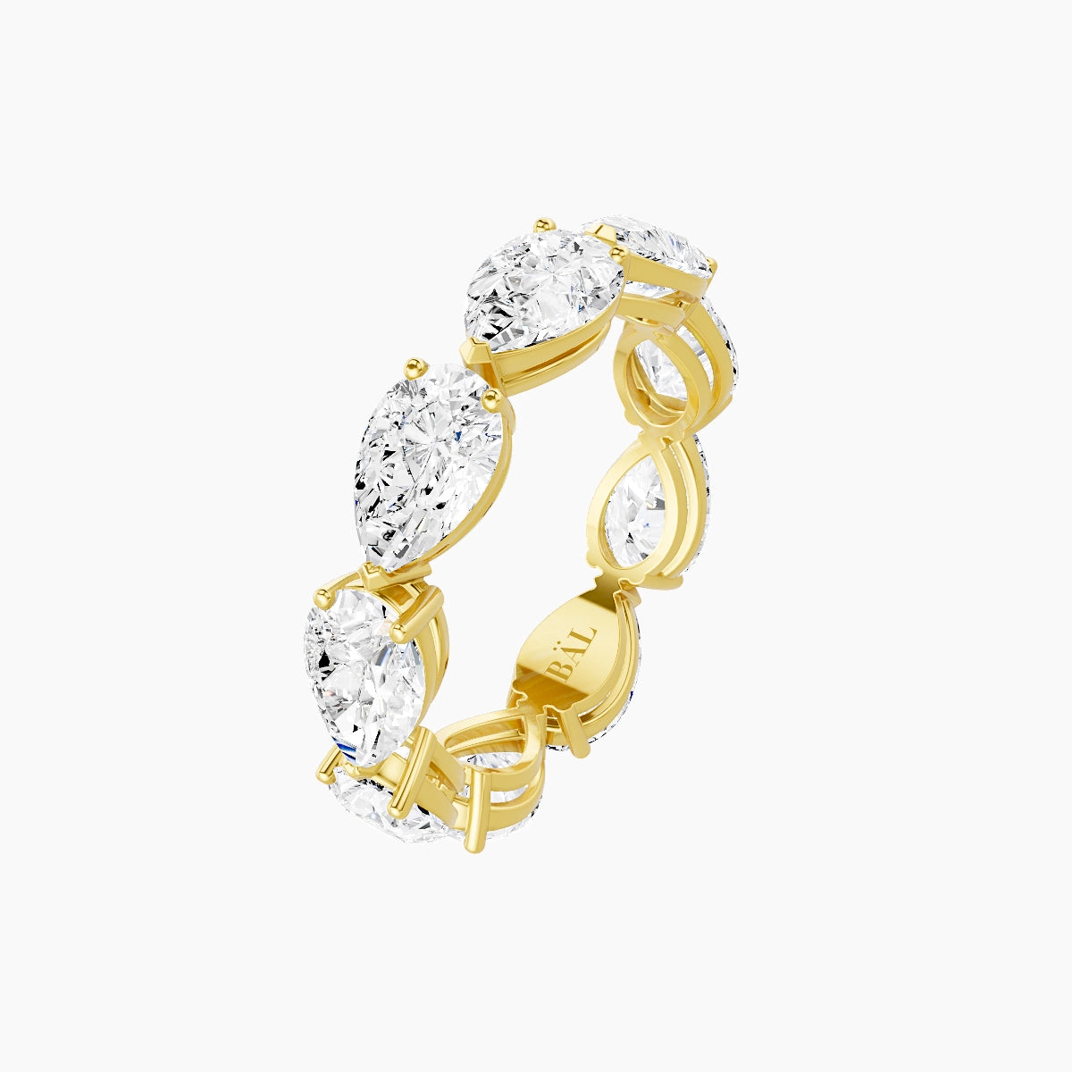 East-West Eternity Ring | 18k Yellow Gold 6.9 x 4.45 mm Pear White Lab Diamond
