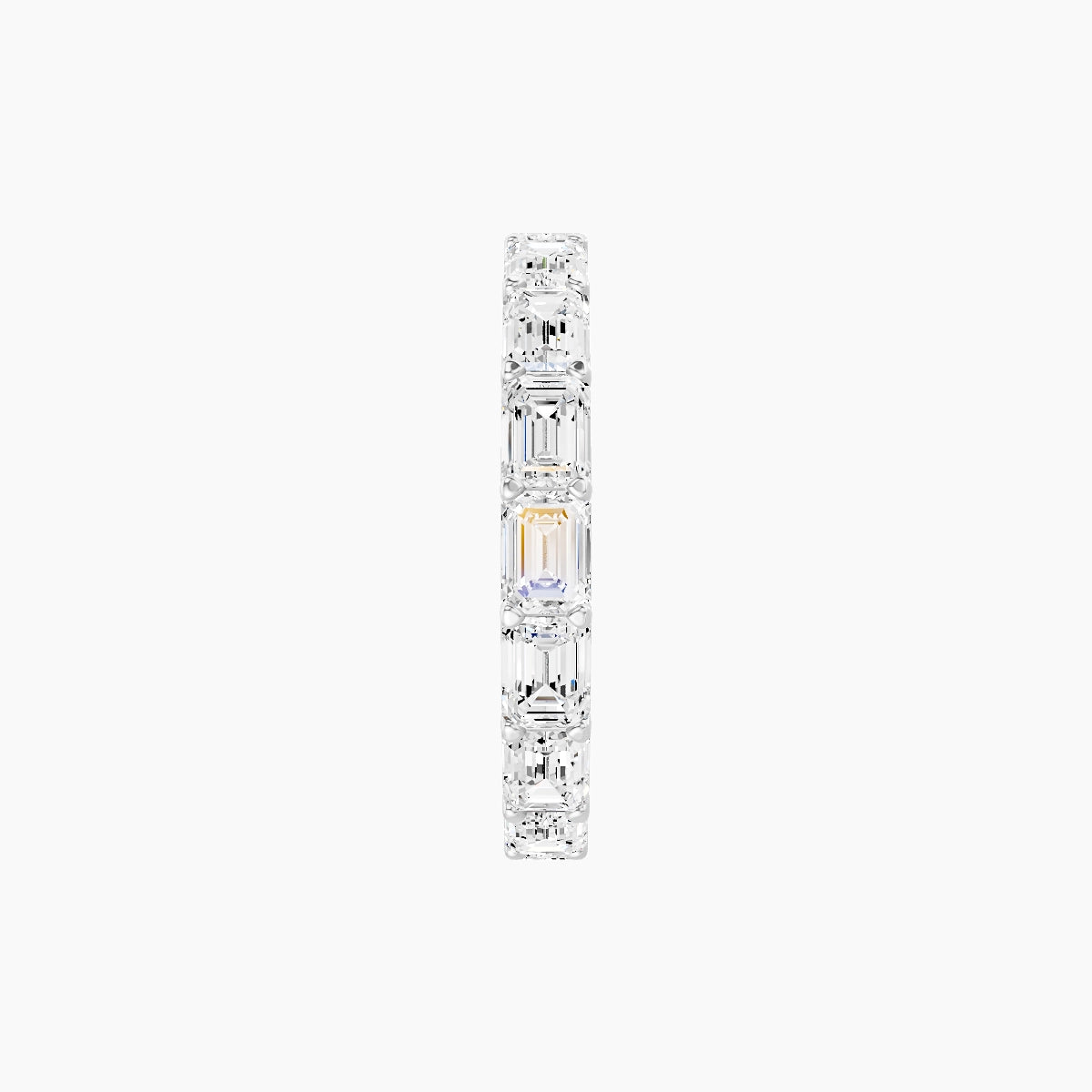 East-West Eternity Ring | 18k White Gold 3.6 x 2.6 mm Emerald White Lab Diamond with Shared Prongs
