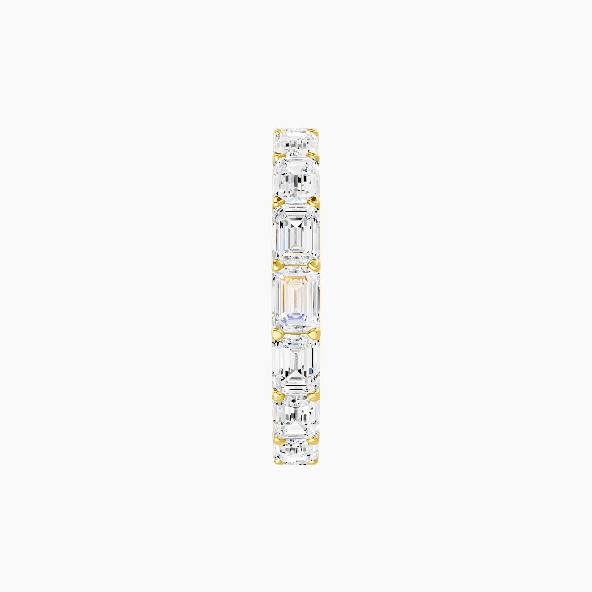 East-West Eternity Ring | 18k Yellow Gold 3.6 x 2.6 mm Emerald White Lab Diamond with Shared Prongs