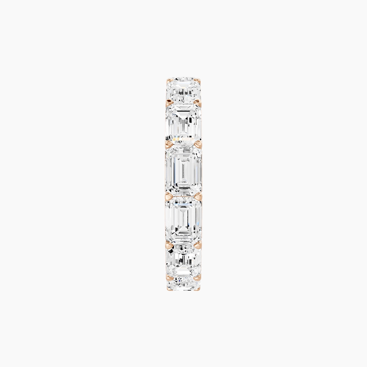 East-West Eternity Ring | 18k Rose Gold 4.5 x 3.2 mm Emerald White Lab Diamond with Shared Prongs