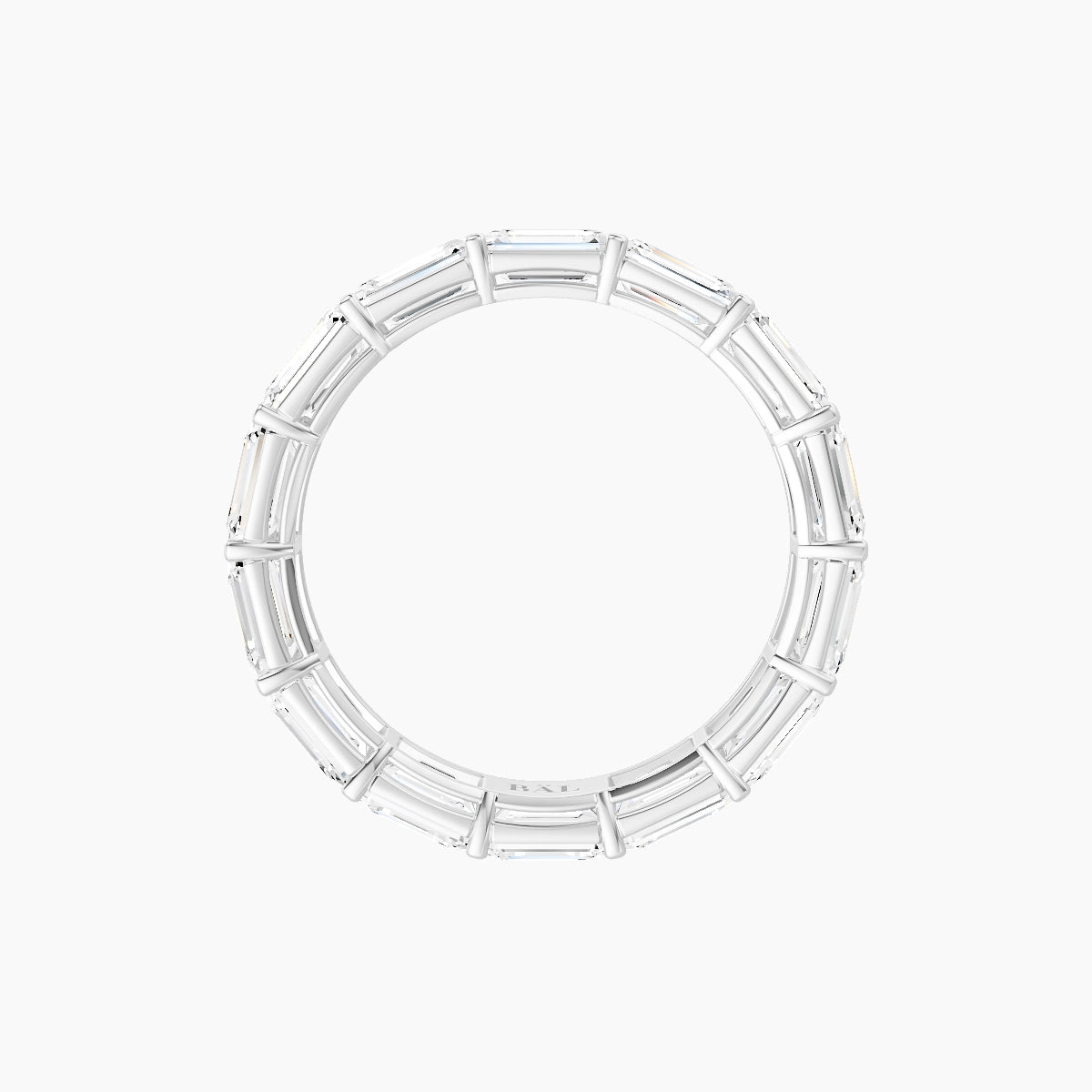 East-West Eternity Ring | 18k White Gold 4.5 x 3.2 mm Emerald White Lab Diamond with Shared Prongs
