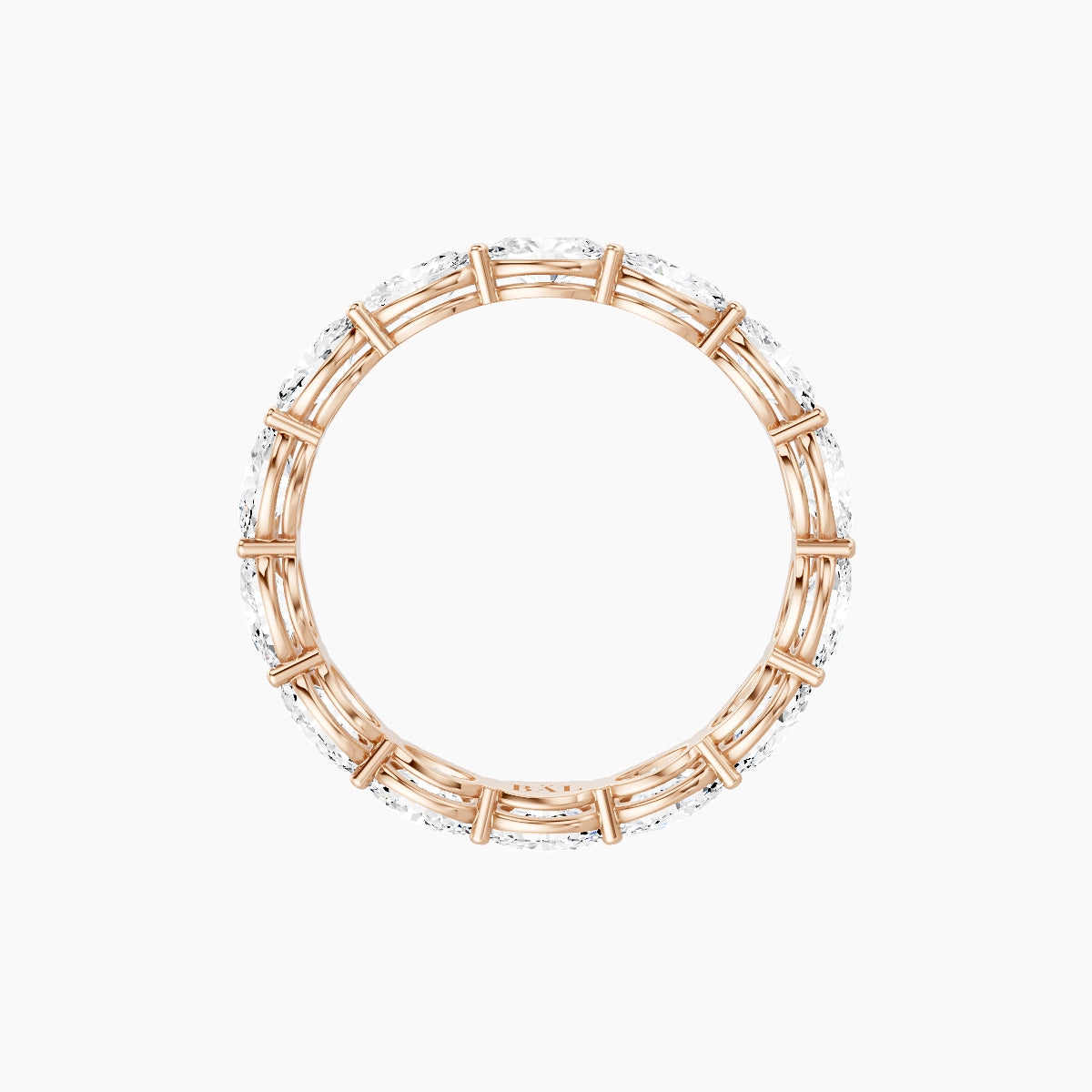 East-West Eternity Ring | 18k Rose Gold 4.2 x 3 mm Oval White Lab Diamond with Shared Prongs