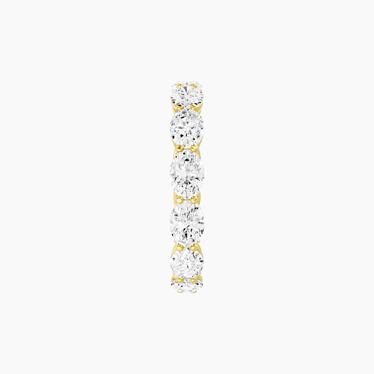East-West Eternity Ring | 18k Yellow Gold 4.2 x 3 mm Oval White Lab Diamond with Shared Prongs