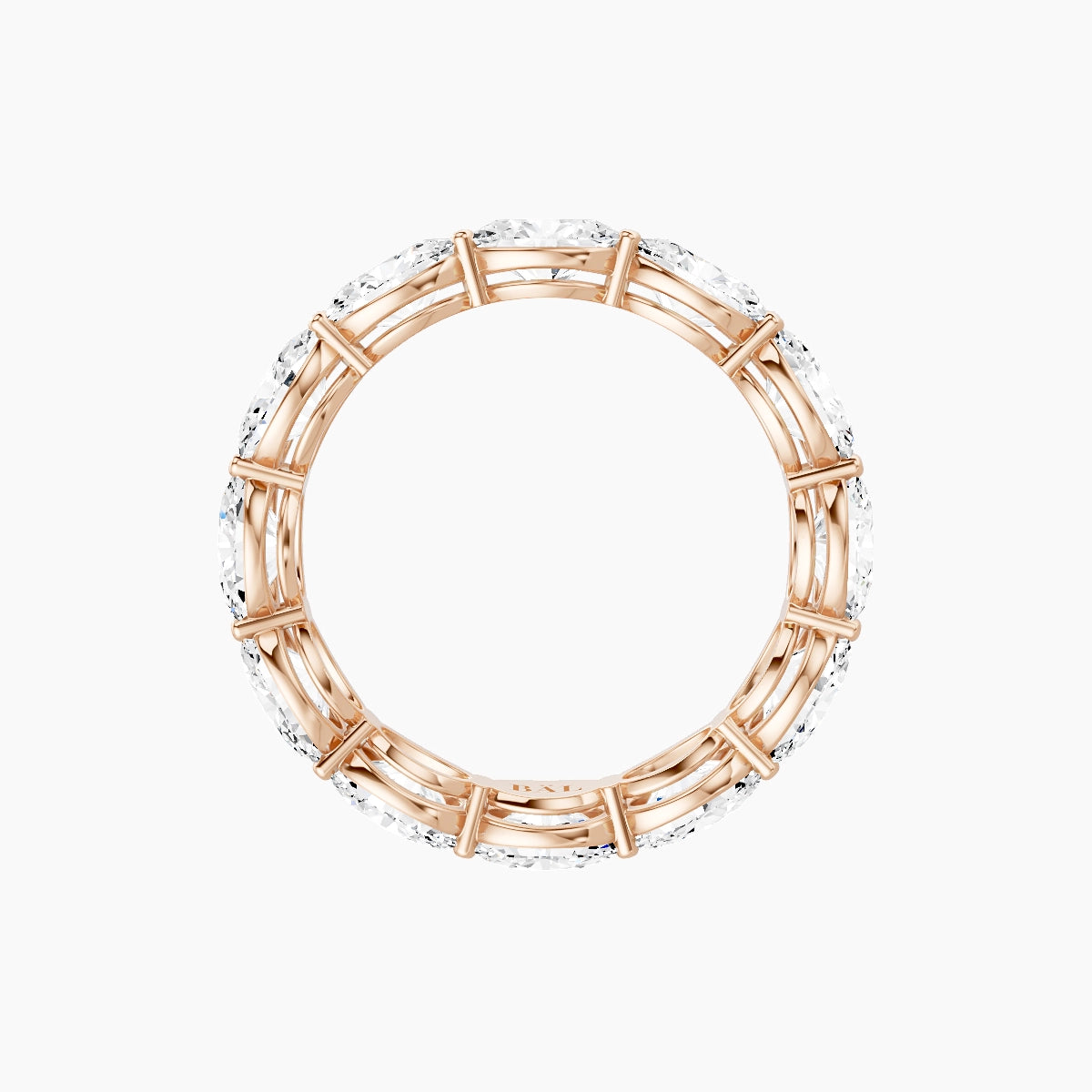 East-West Eternity Ring | 18k Rose Gold 5.4 x 3.8 mm Oval White Lab Diamond with Shared Prongs
