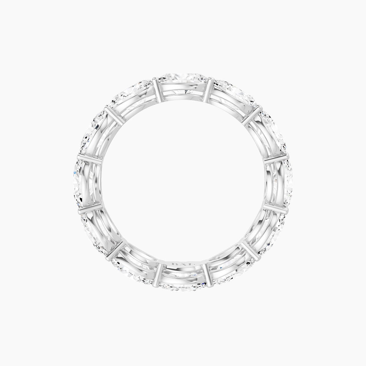 East-West Eternity Ring | 18k White Gold 5.4 x 3.8 mm Oval White Lab Diamond with Shared Prongs