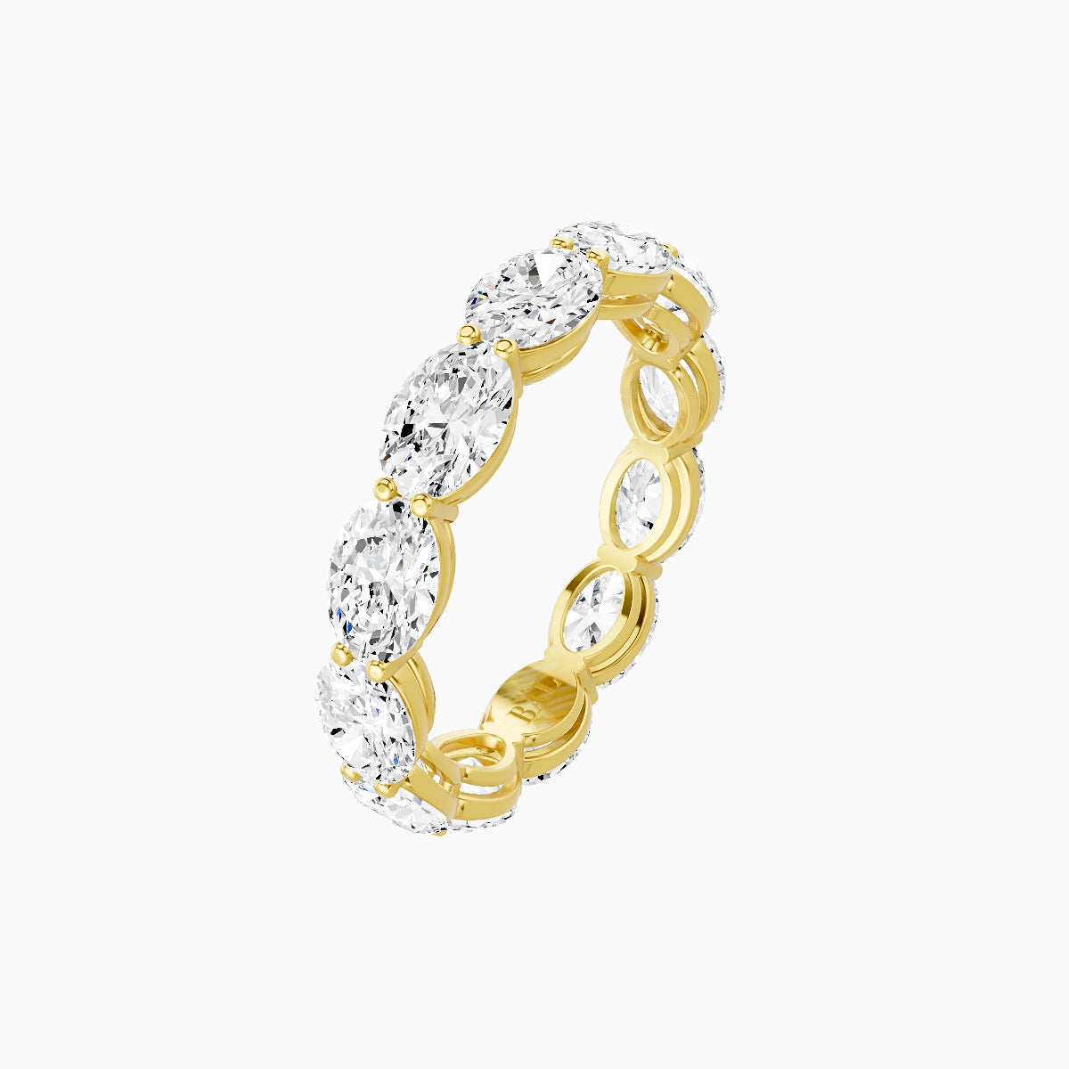 East-West Eternity Ring | 18k Yellow Gold 5.4 x 3.8 mm Oval White Lab Diamond with Shared Prongs
