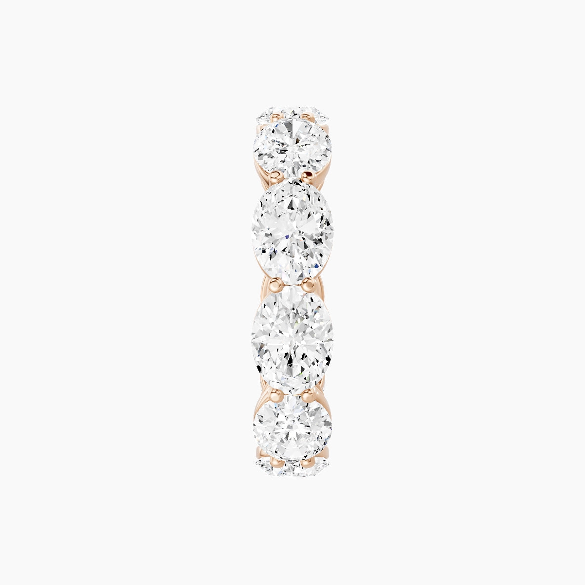 East-West Eternity Ring | 18k Rose Gold 6.3 x 4.5 mm Oval White Lab Diamond with Shared Prongs
