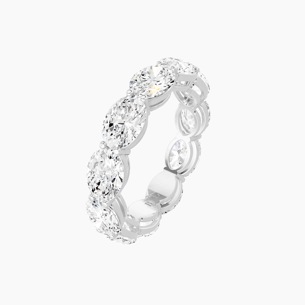 East-West Eternity Ring | 18k White Gold 6.3 x 4.5 mm Oval White Lab Diamond with Shared Prongs