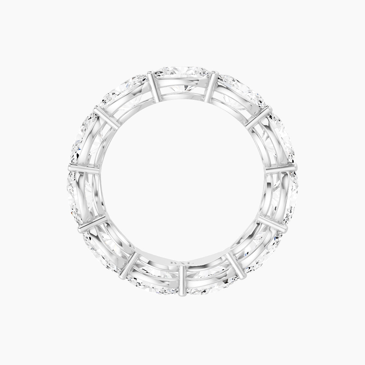 East-West Eternity Ring | 18k White Gold 6.3 x 4.5 mm Oval White Lab Diamond with Shared Prongs