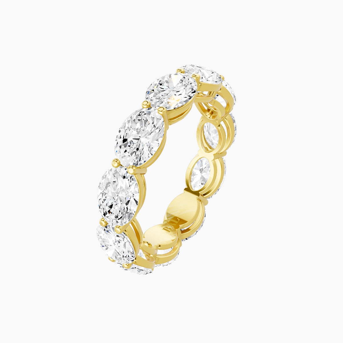 East-West Eternity Ring | 18k Yellow Gold 6.3 x 4.5 mm Oval White Lab Diamond with Shared Prongs