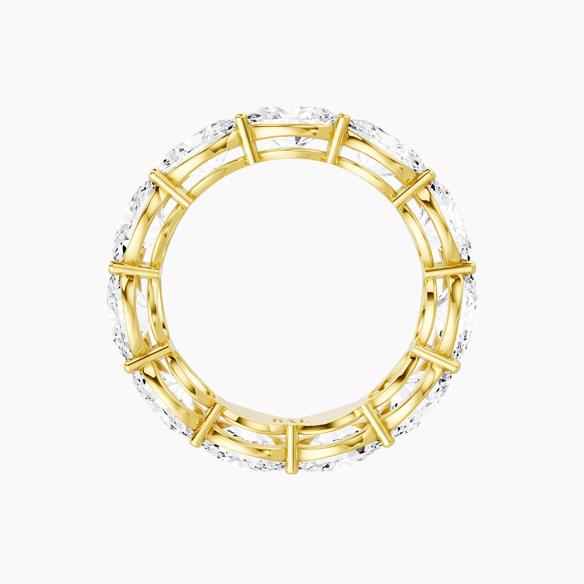 East-West Eternity Ring | 18k Yellow Gold 6.3 x 4.5 mm Oval White Lab Diamond with Shared Prongs