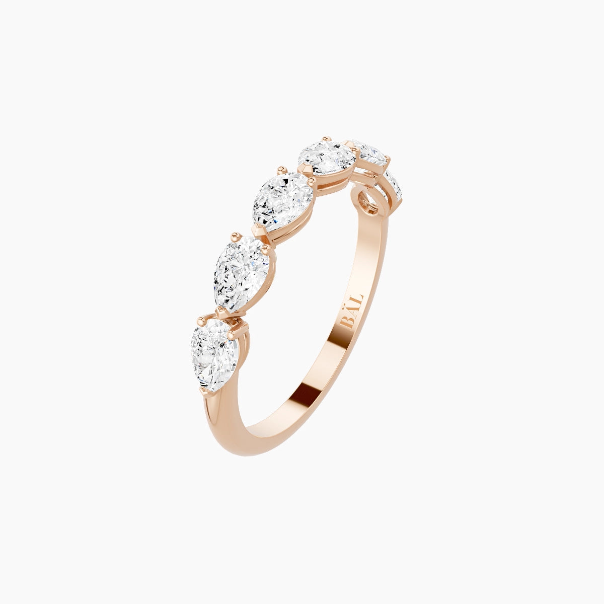 East-West Half Eternity Ring | 18k Rose Gold 4.65 x 3 mm Pear White Lab Diamond