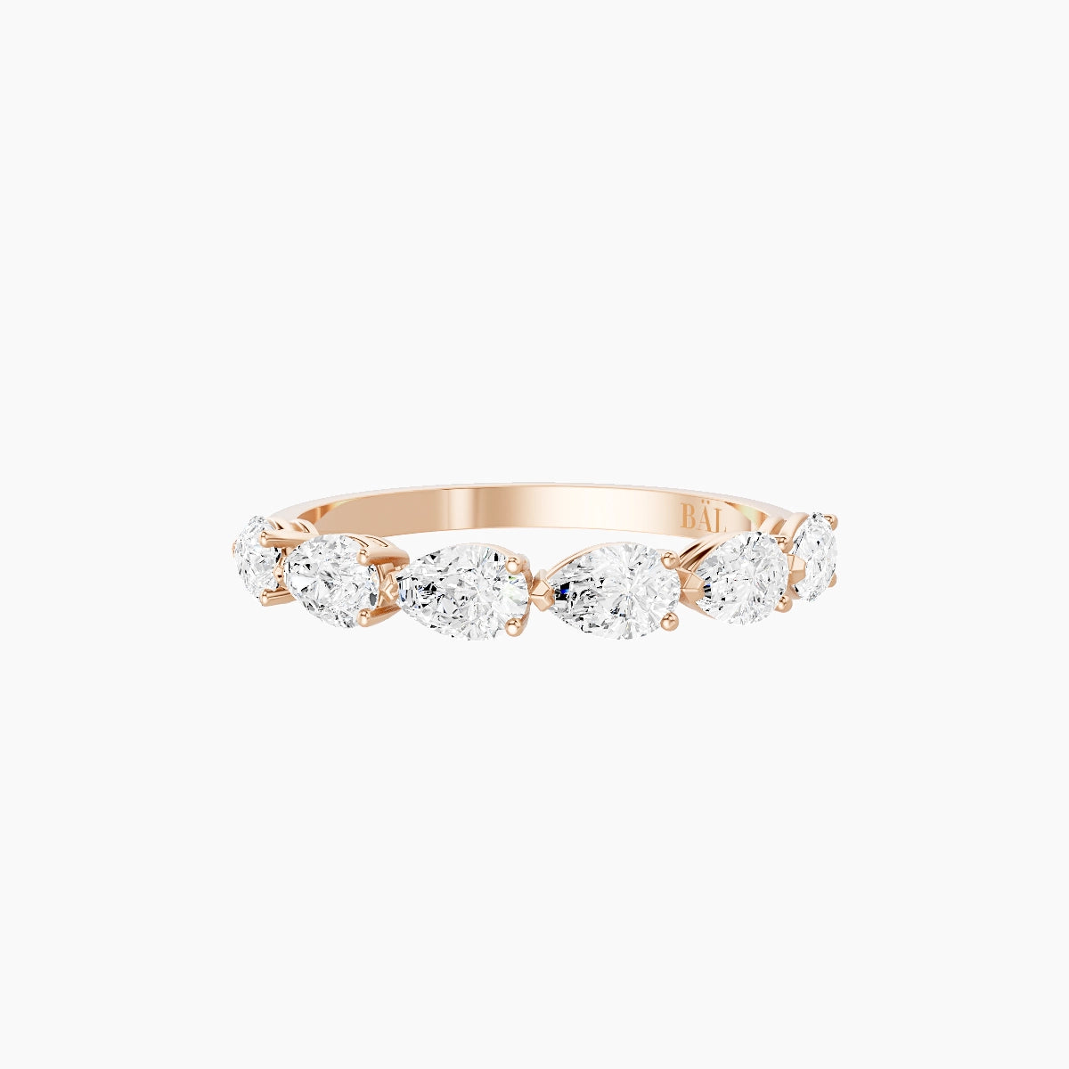 East-West Half Eternity Ring | 18k Rose Gold 4.65 x 3 mm Pear White Lab Diamond