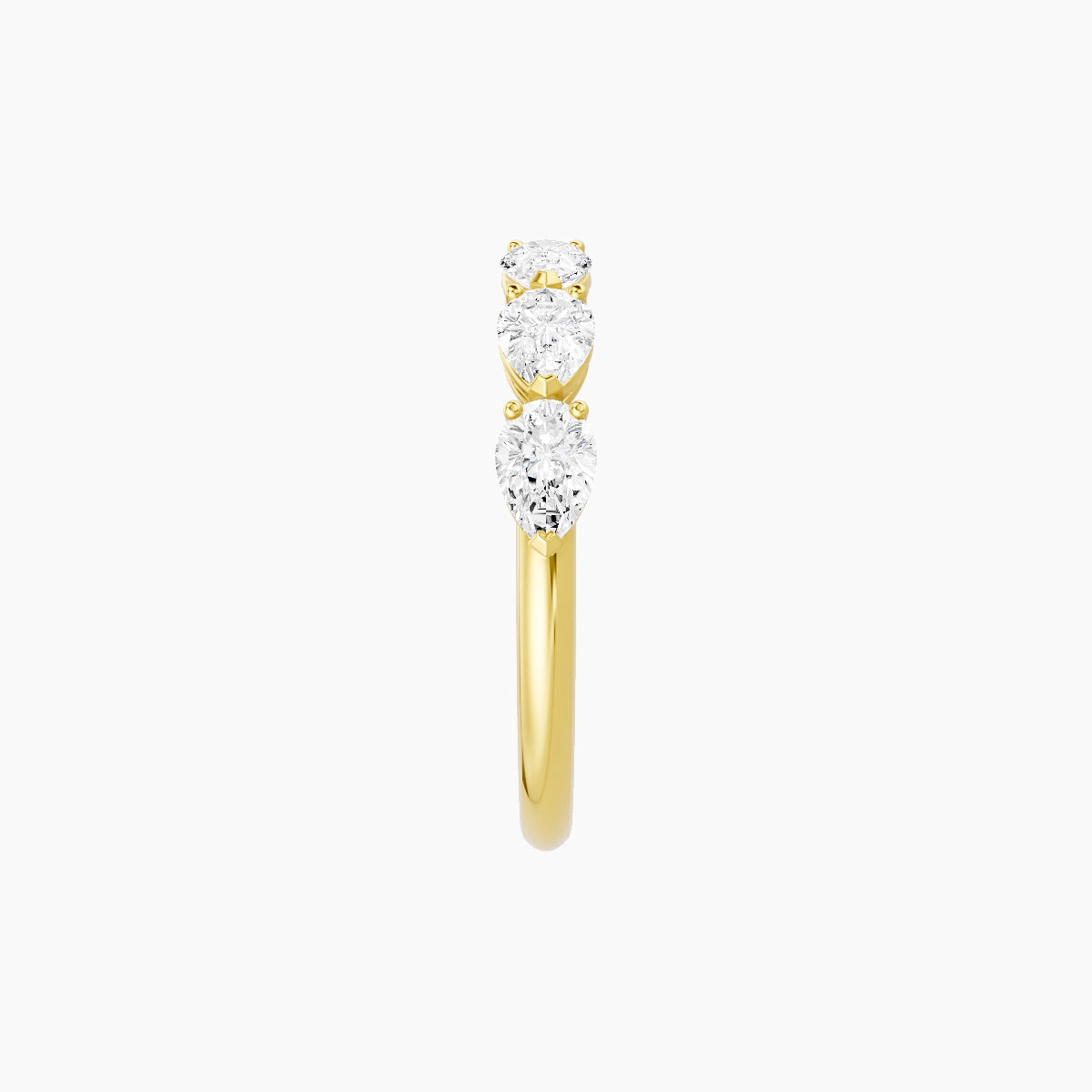 East-West Half Eternity Ring | 18k Yellow Gold 4.65 x 3 mm Pear White Lab Diamond