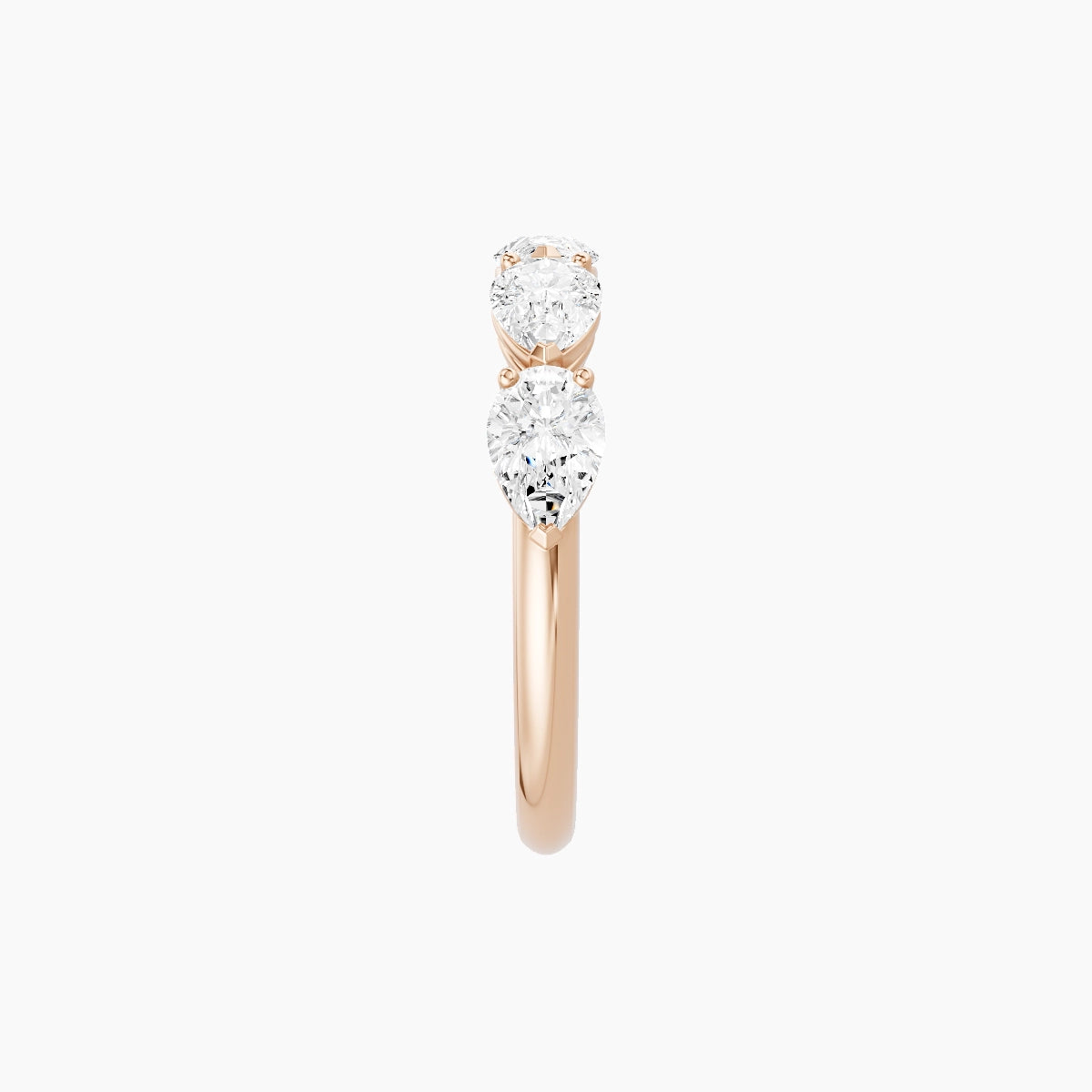 East-West Half Eternity Ring | 18k Rose Gold 5.5 x 3.5 mm Pear White Lab Diamond