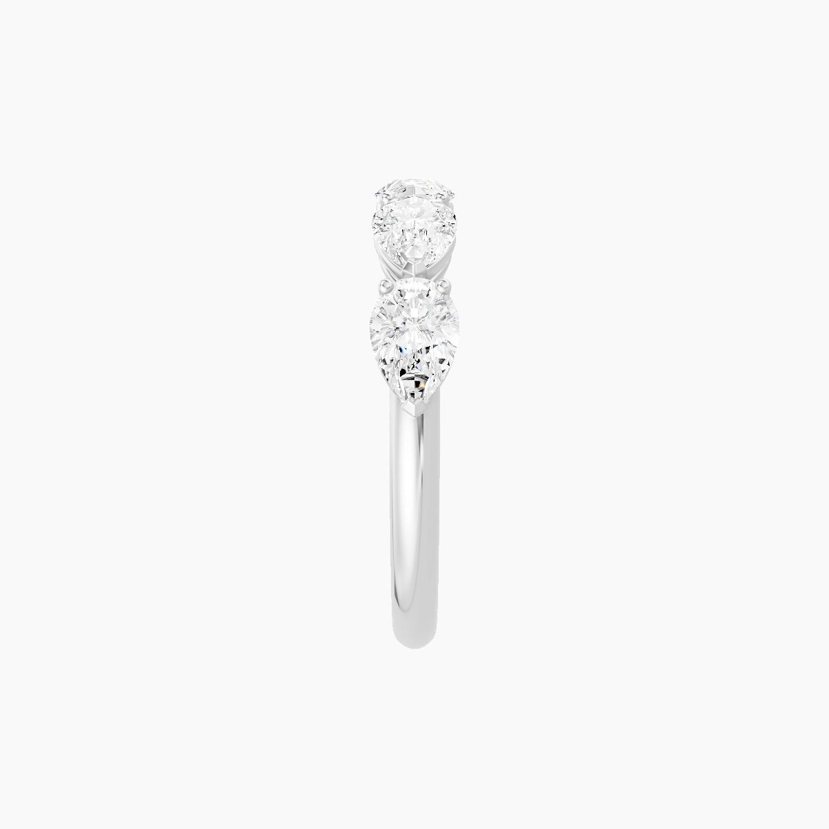 East-West Half Eternity Ring | 18k White Gold 5.5 x 3.5 mm Pear White Lab Diamond