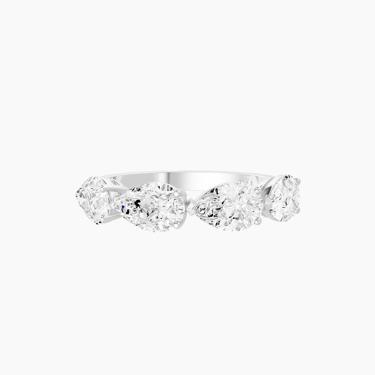 East-West Half Eternity Ring | 18k White Gold 6.9 x 4.45 mm Pear White Lab Diamond