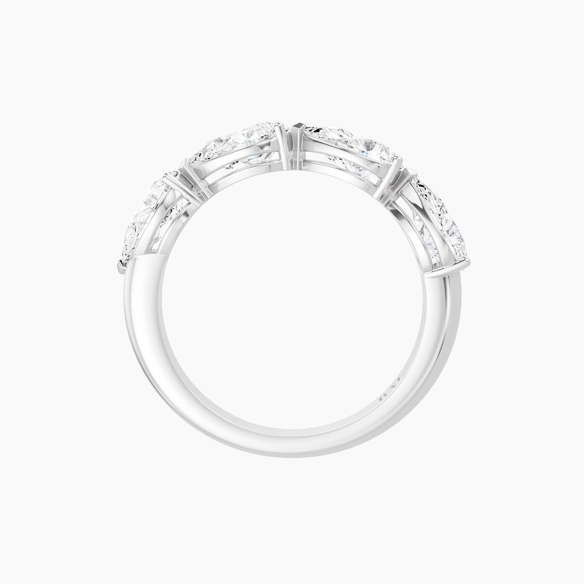 East-West Half Eternity Ring | 18k White Gold 6.9 x 4.45 mm Pear White Lab Diamond