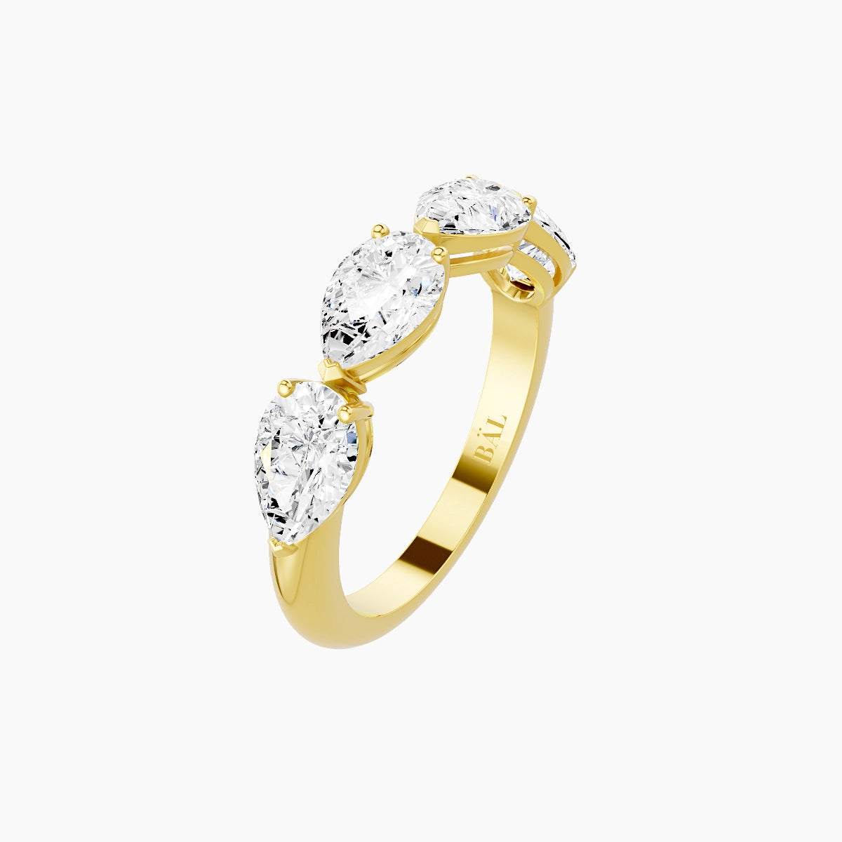 East-West Half Eternity Ring | 18k Yellow Gold 6.9 x 4.45 mm Pear White Lab Diamond