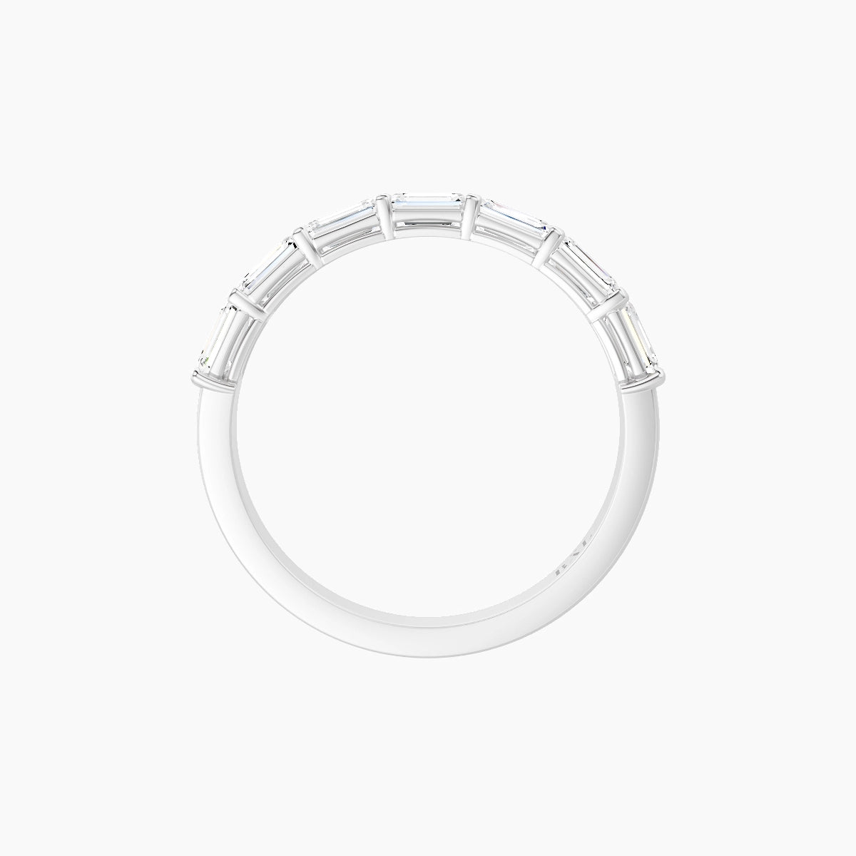 East-West Half Eternity Ring | 18k White Gold 3.6 x 2.6 mm Emerald White Lab Diamond with Shared Prongs