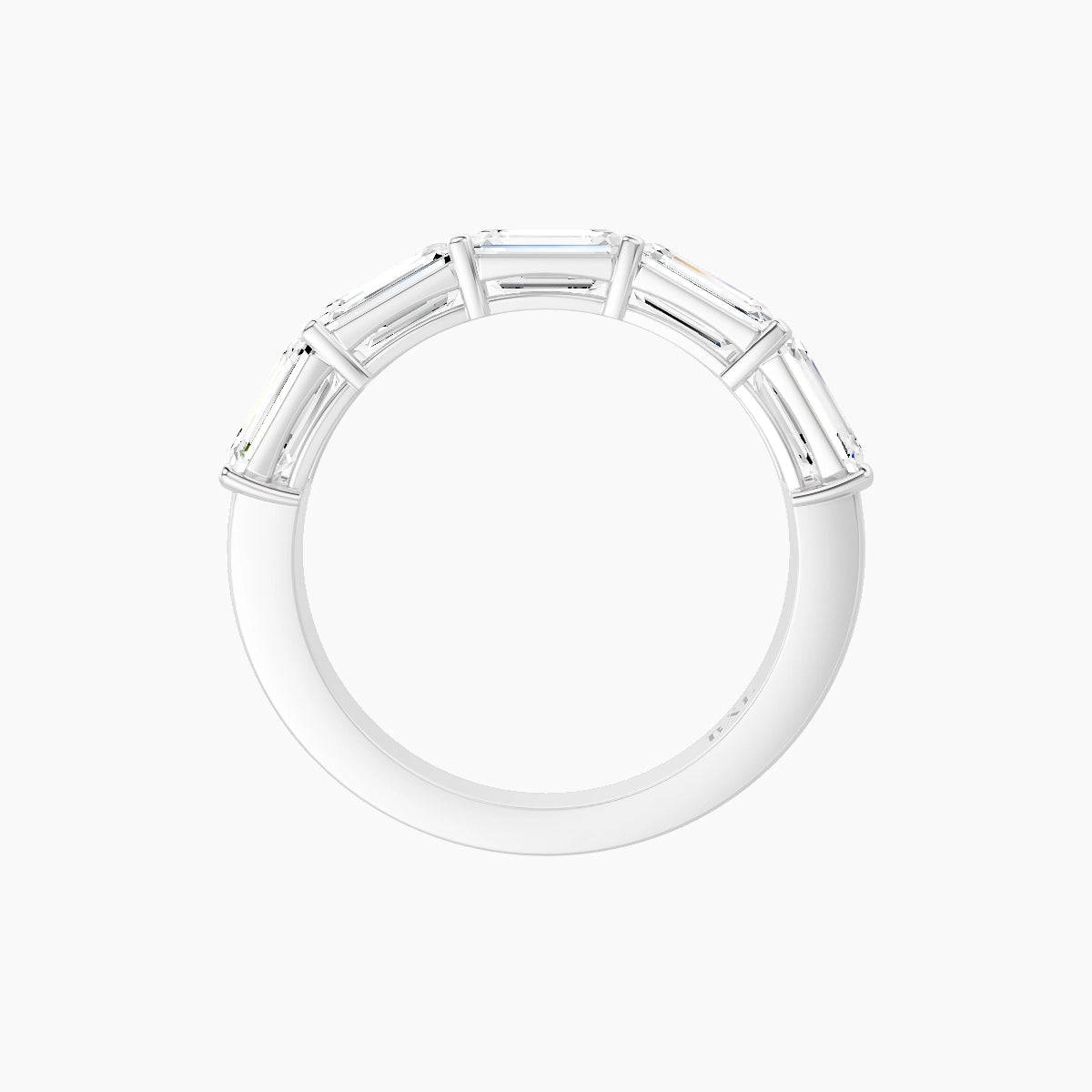 East-West Half Eternity Ring | 18k White Gold 5.3 x 3.8 mm Emerald White Lab Diamond with Shared Prongs