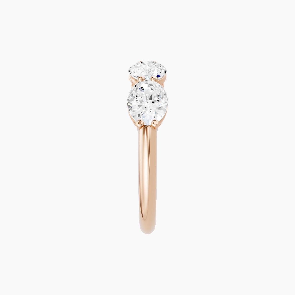 East-West Half Eternity Ring | 18k Rose Gold 6.3 x 4.5 mm Oval White Lab Diamond with Shared Prongs