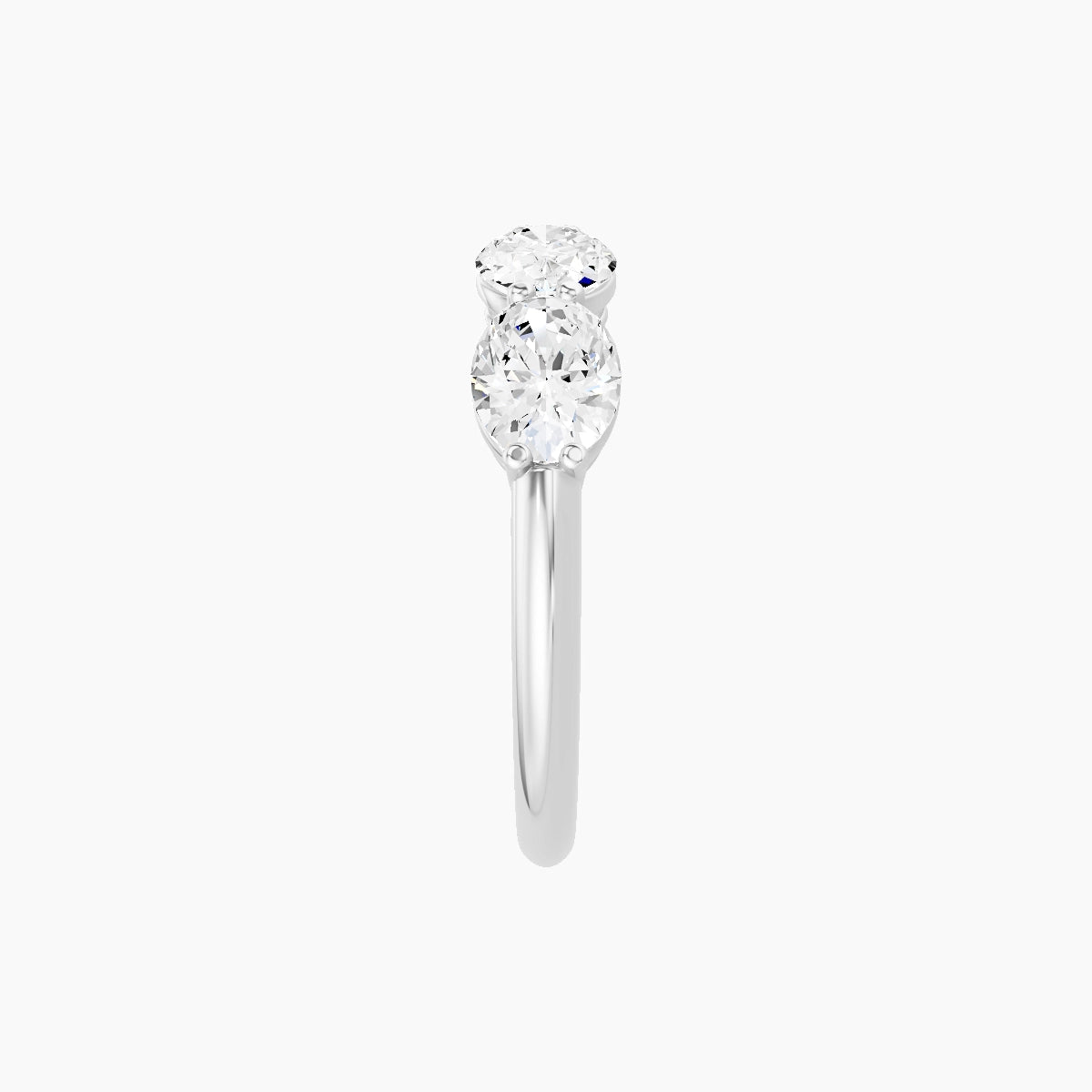 East-West Half Eternity Ring | 18k White Gold 6.3 x 4.5 mm Oval White Lab Diamond with Shared Prongs