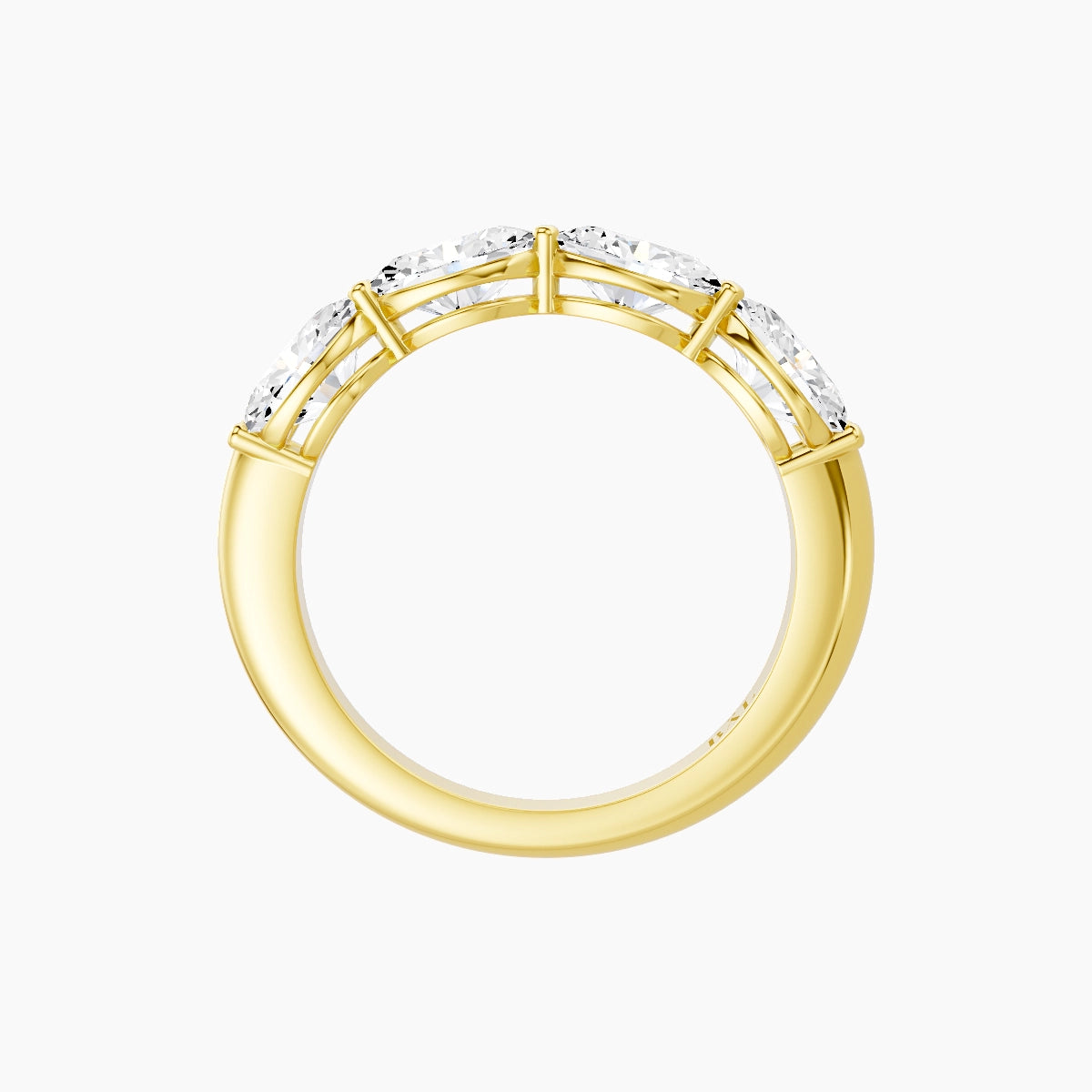East-West Half Eternity Ring | 18k Yellow Gold 6.3 x 4.5 mm Oval White Lab Diamond with Shared Prongs